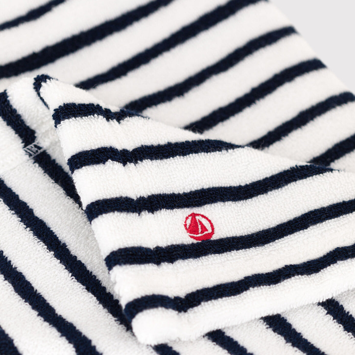 Serviette de bain en coton à rayures bleu marine pour bébés garçons et filles