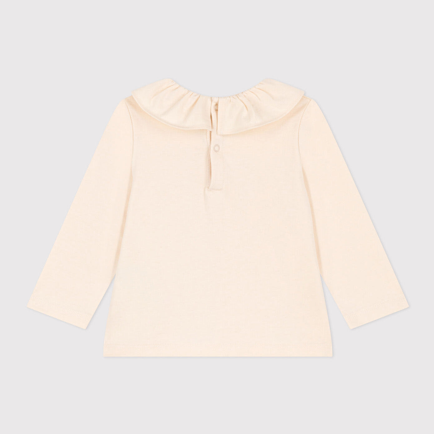 Baby Girls White Ruffled Cotton T-Shirt