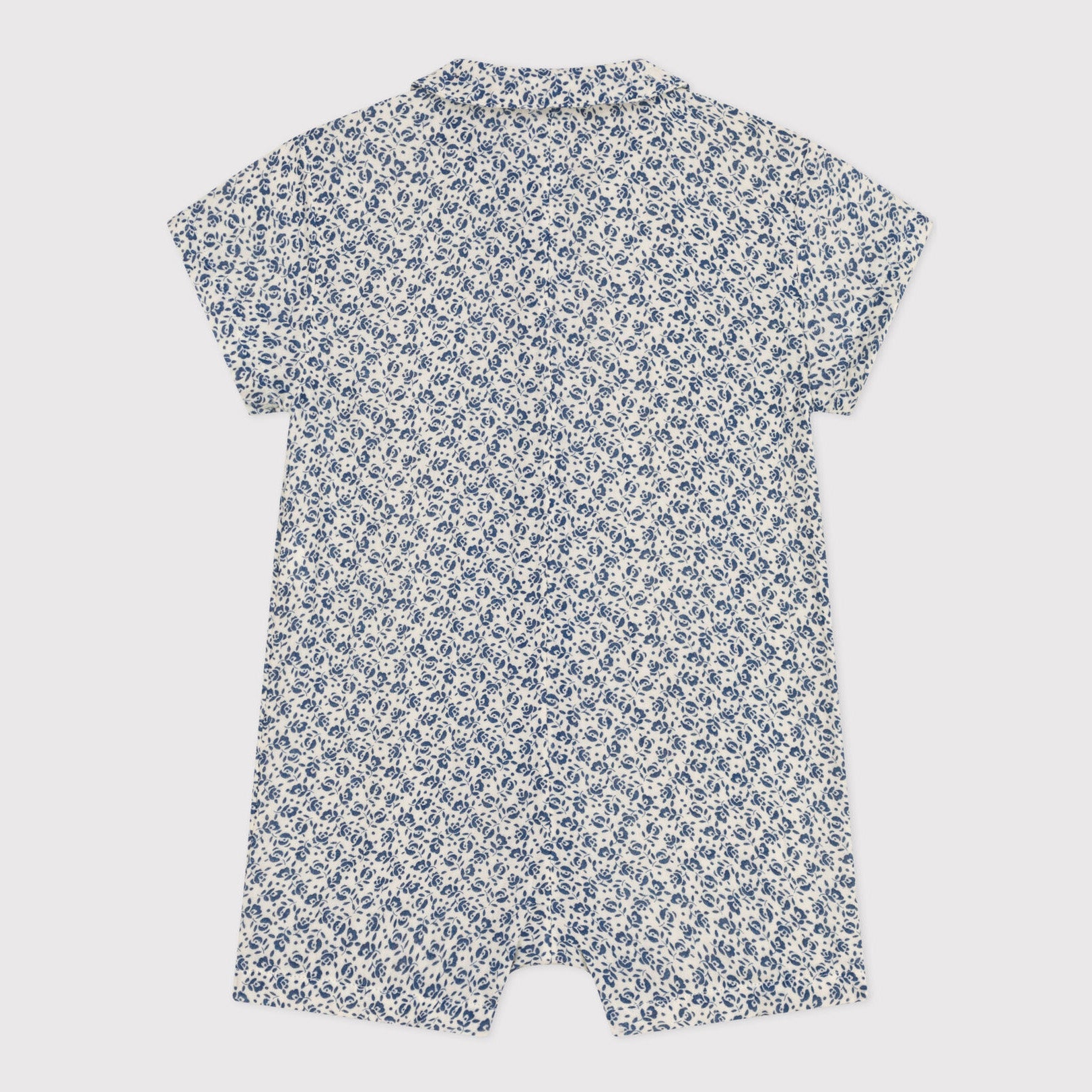 Baby Girls Blue Floral Cotton Babysuit