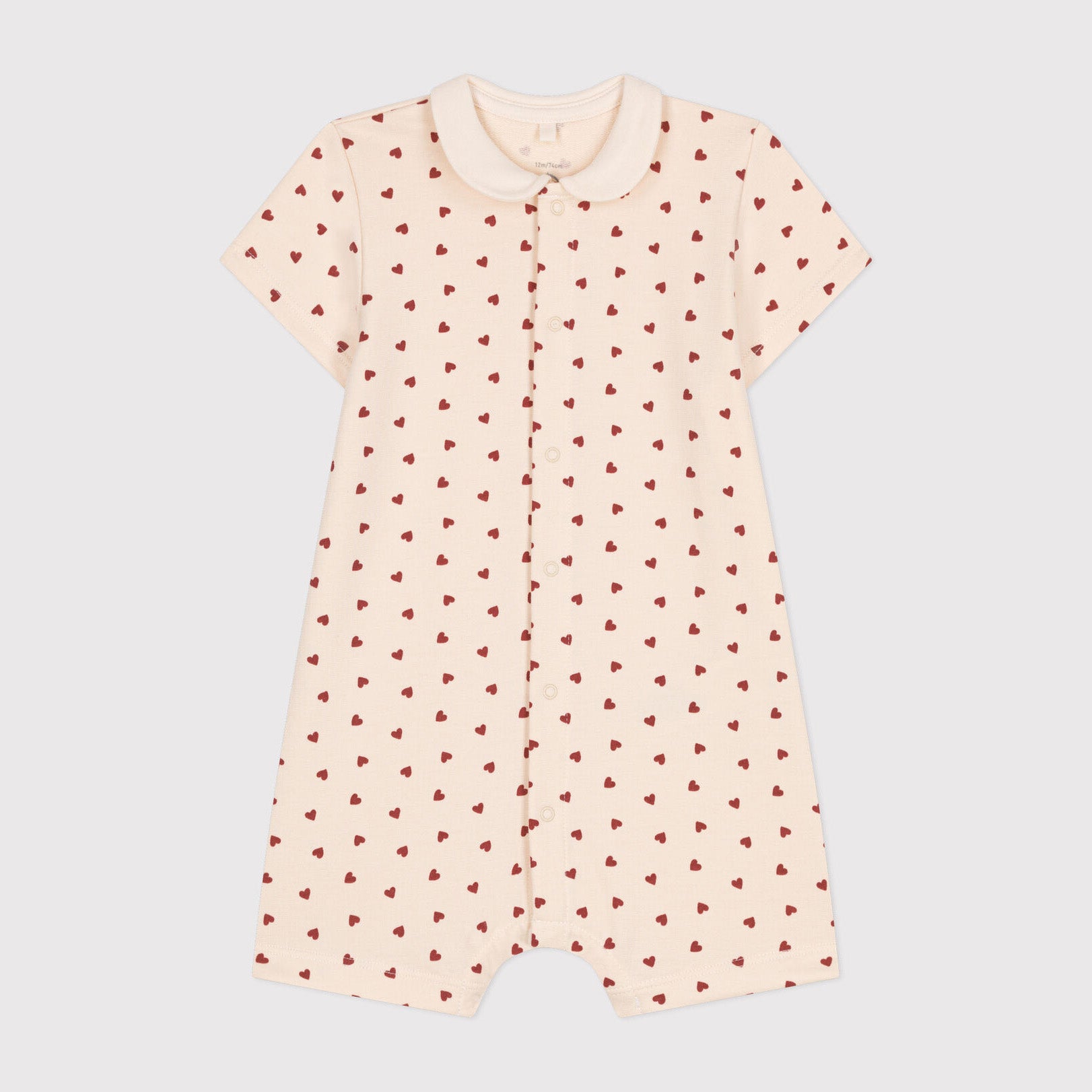 Baby Girls Ivory Heart Cotton Babysuit