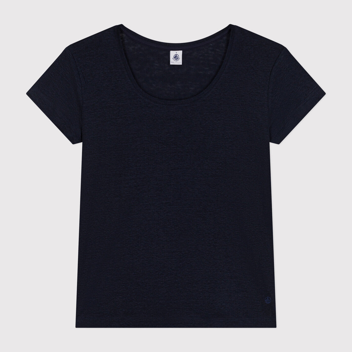 Women Navy Linen T-Shirt