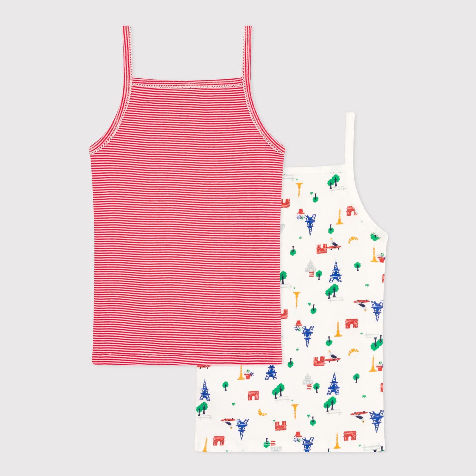 Girls Red Stripes Cotton Vest Set(2 Pack)