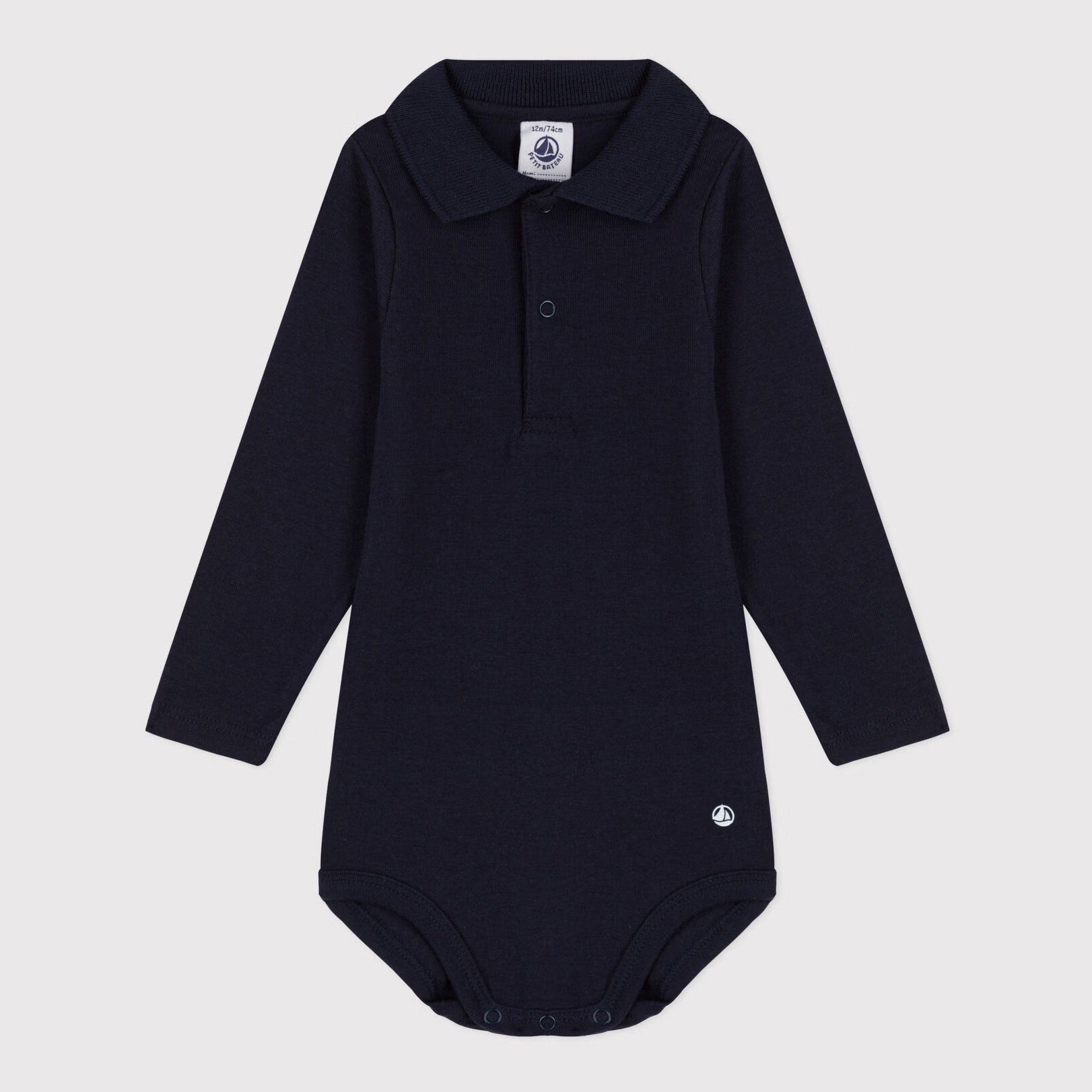 Baby Boys Navy Cotton Babysuit