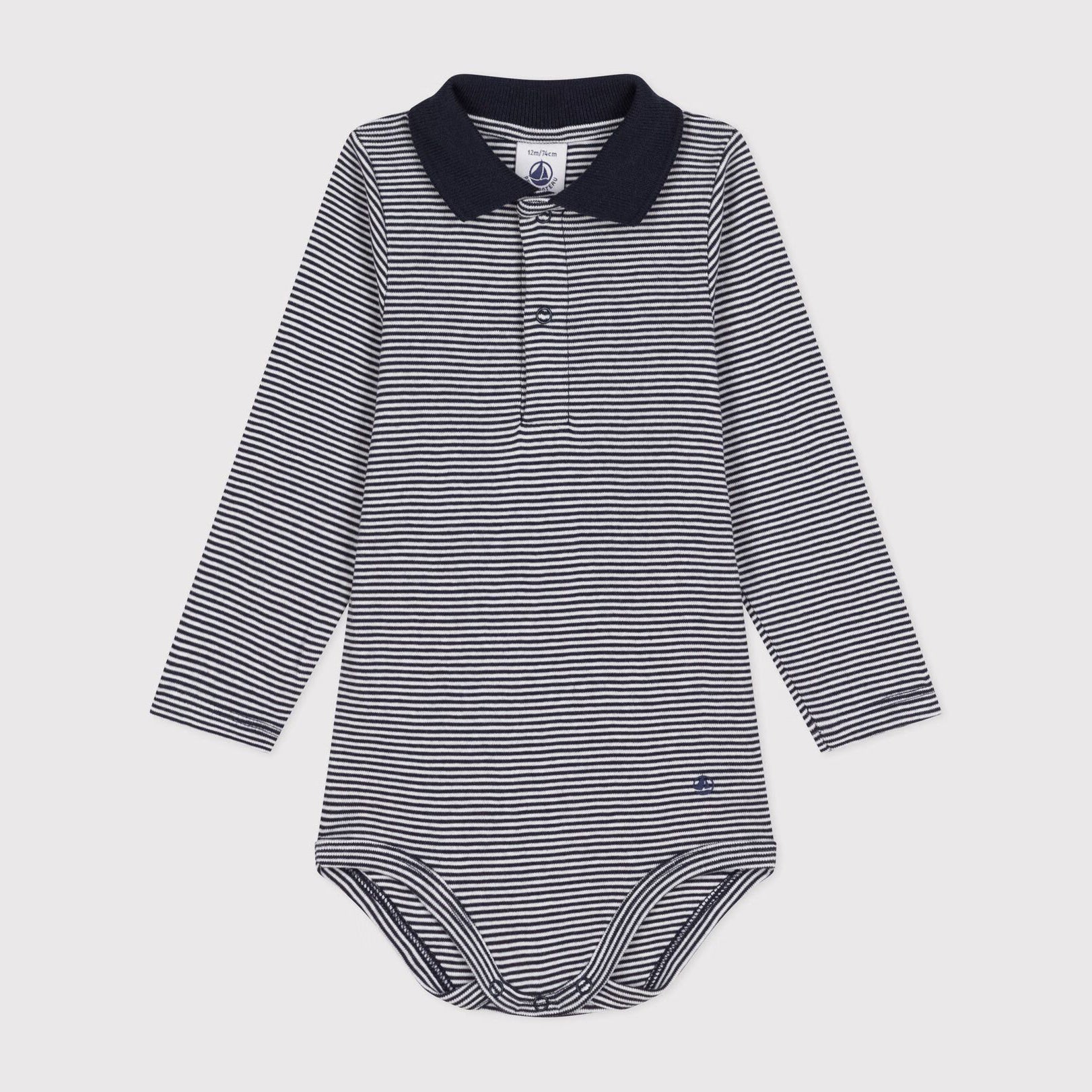 Baby Boys Dark Blue Stripes Cotton Babysuit