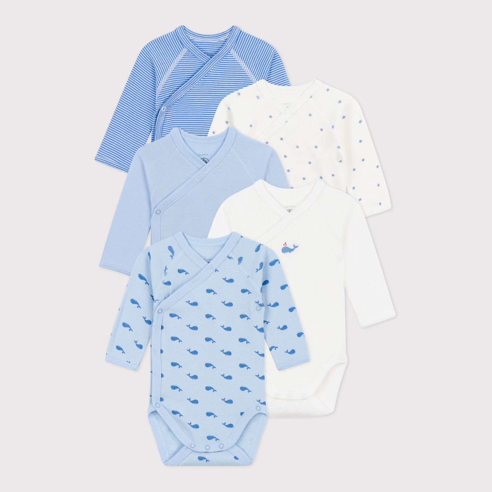 Baby Boys & Girls Blue Cotton Babysuit Set(5 Pack)