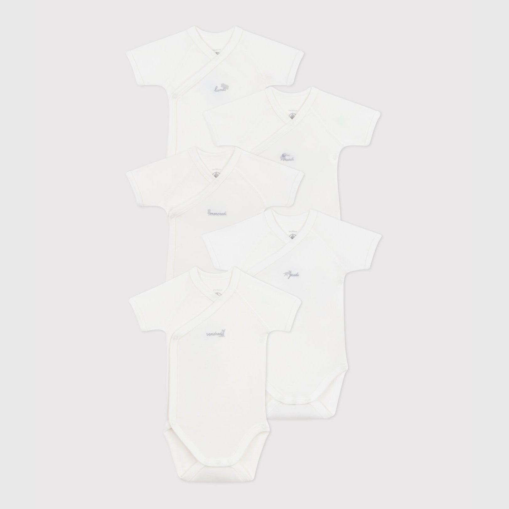 Baby Boys & Girls White Cotton Babysuit Set(5 Pack)