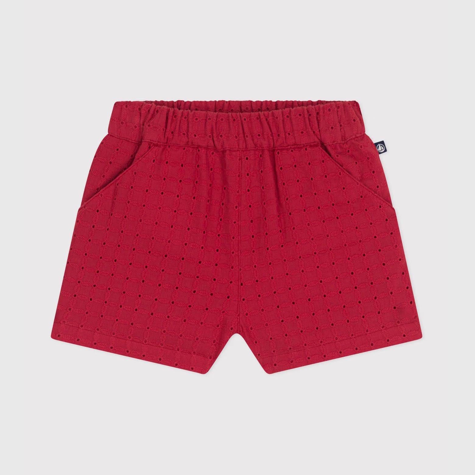 Baby Girls Red Cotton Shorts