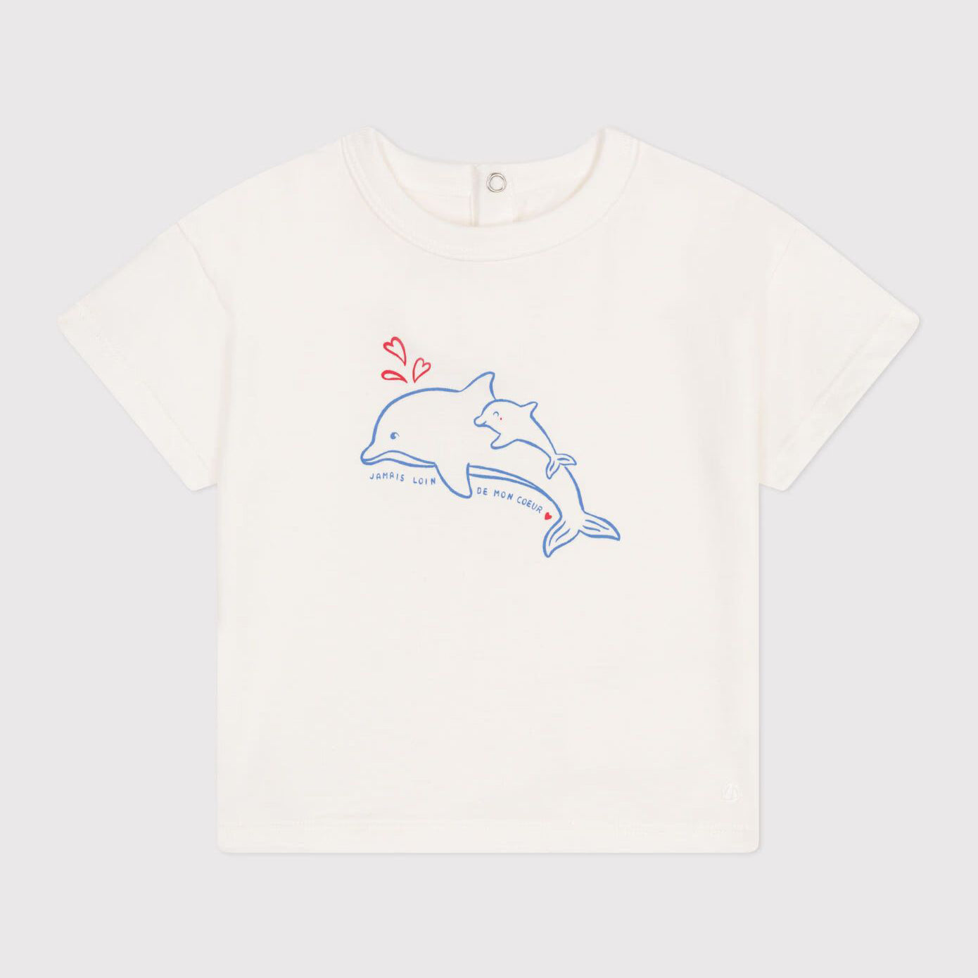 Baby Girls Ivory Printed Dolphin Cotton T-Shirt