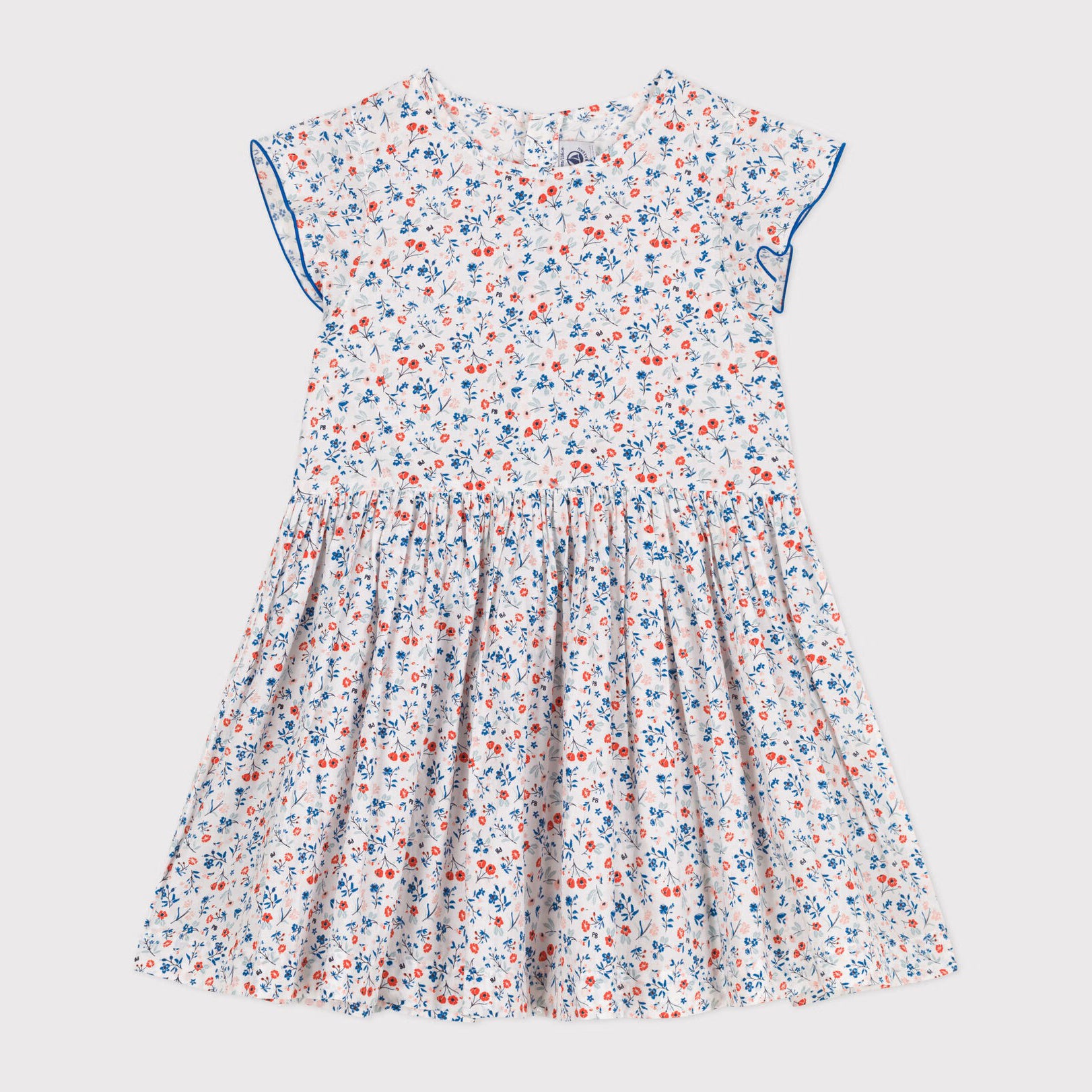 Girls White Floral Cotton Dress