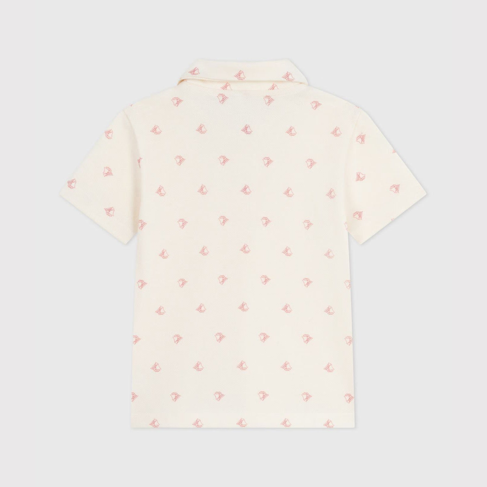 Boys White Printed Cotton Polo Shirt