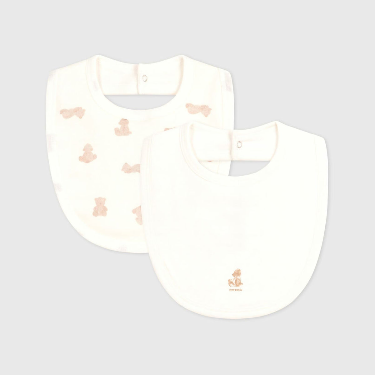 Lot de 2 bavoirs en coton imprimés ours pour bébés garçons et filles