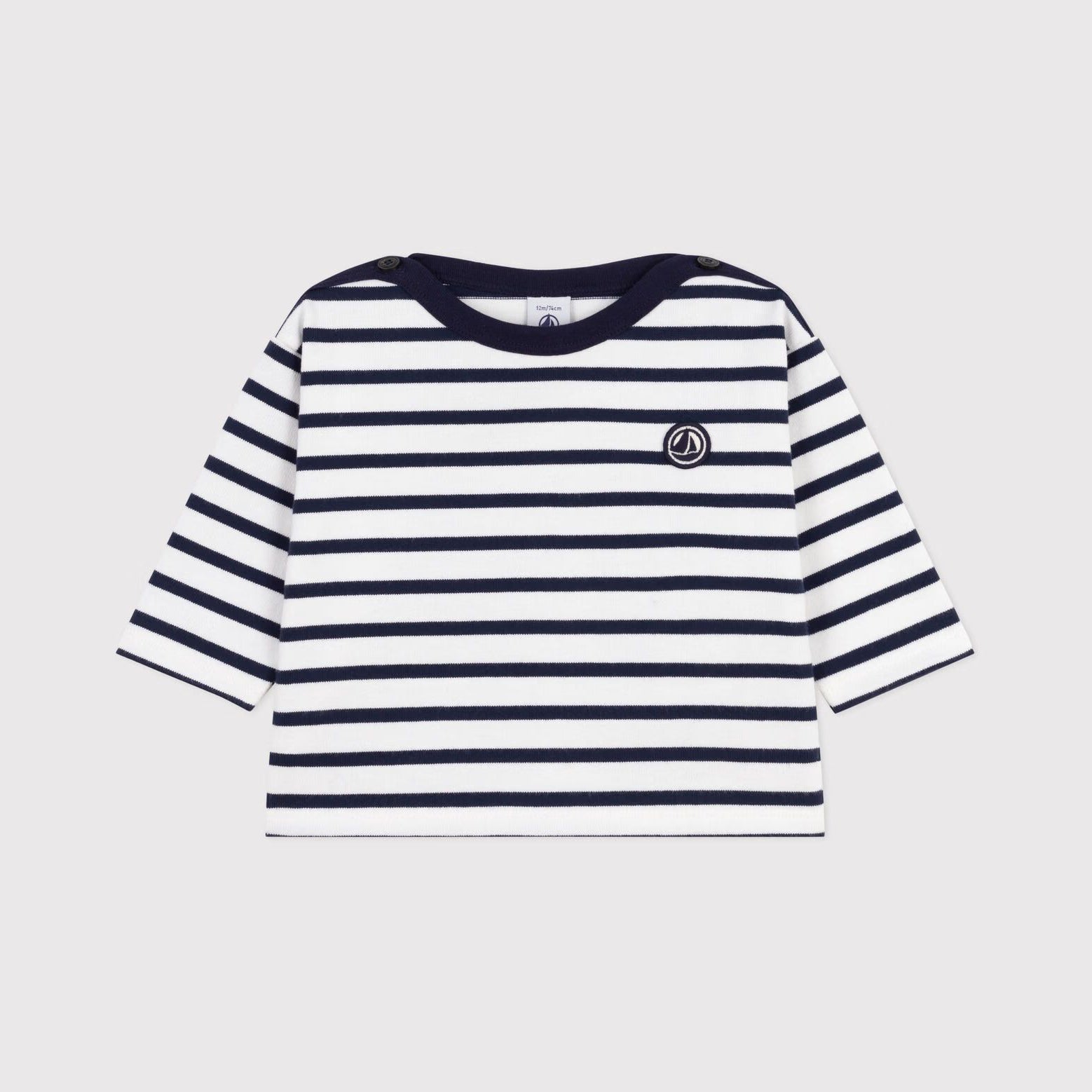 Baby Boys & Girls Navy Stripes Cotton T-Shirt
