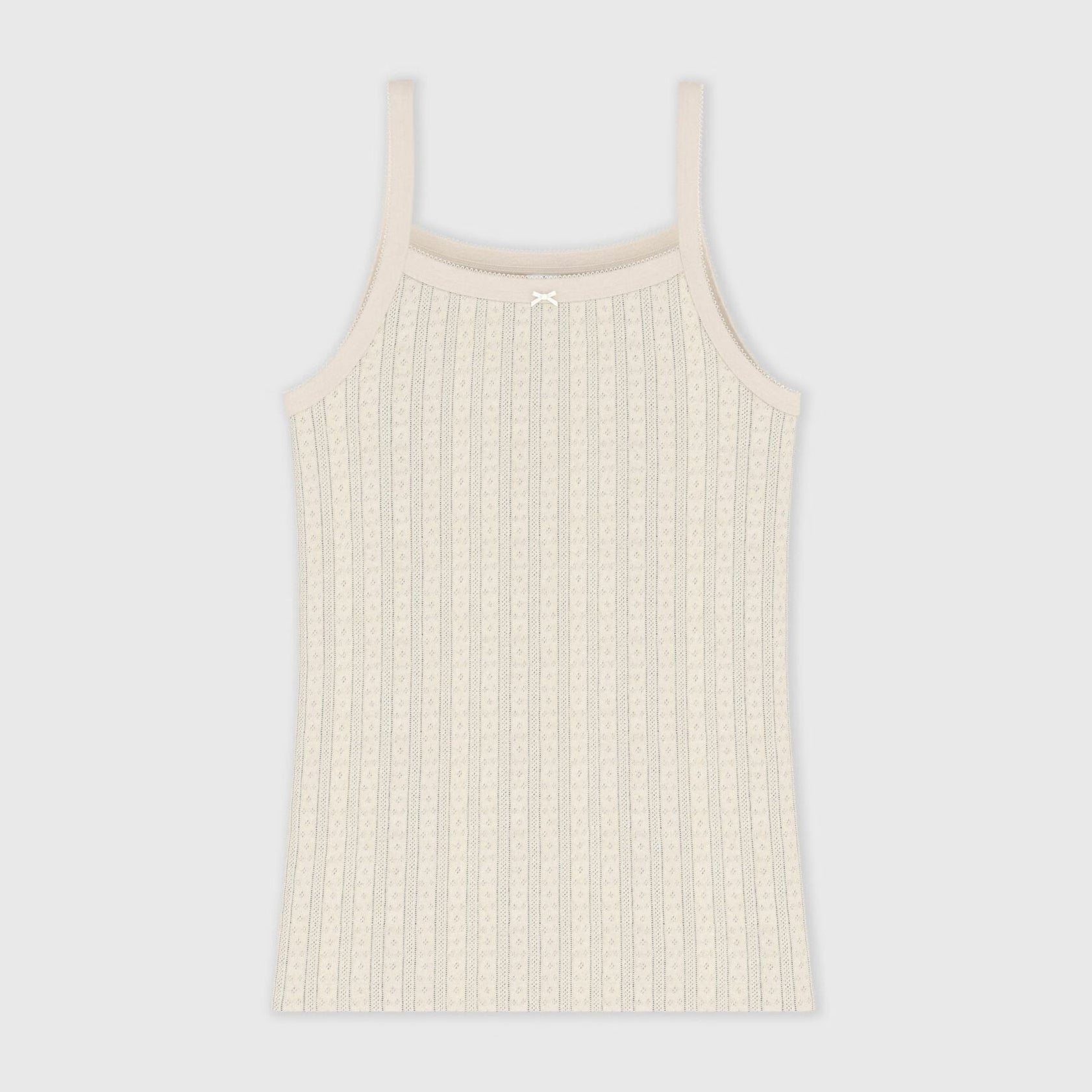 Women Beige Openwork Cotton Vest