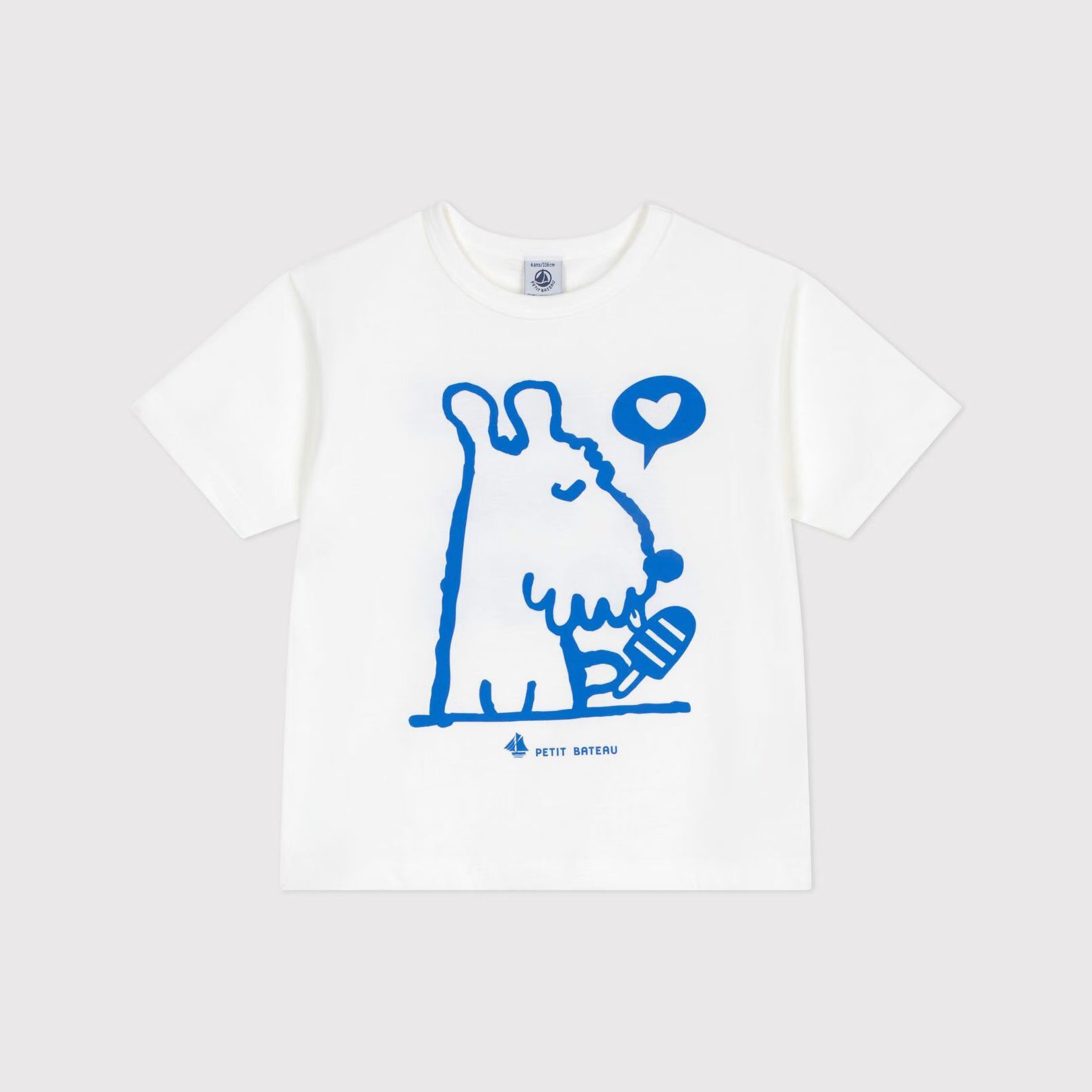 Boys White Printed Cotton T-Shirt