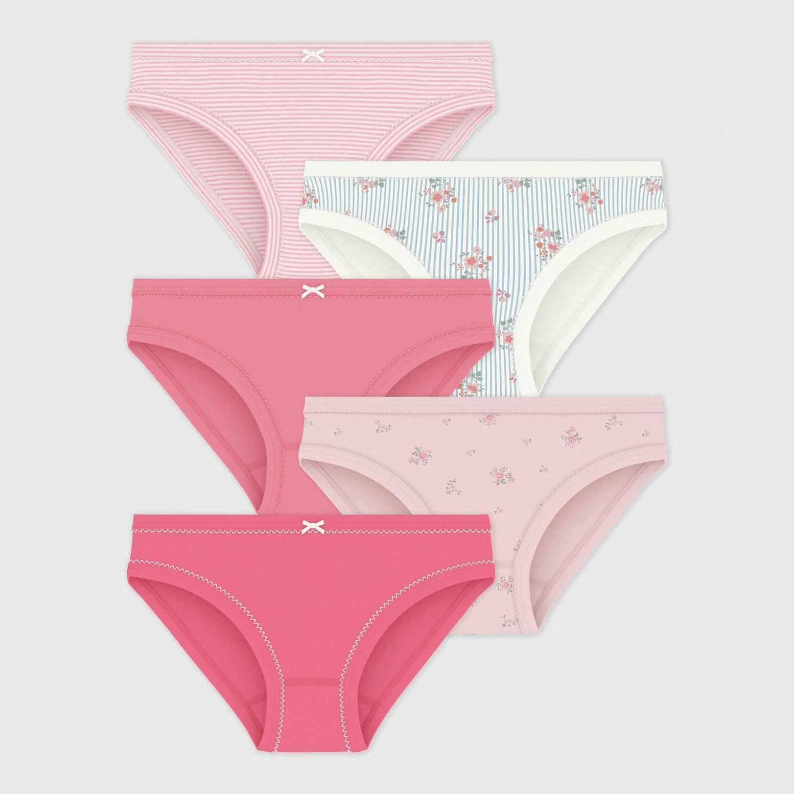 Girls Multicolor Cotton Underwear Set(5 Pack)