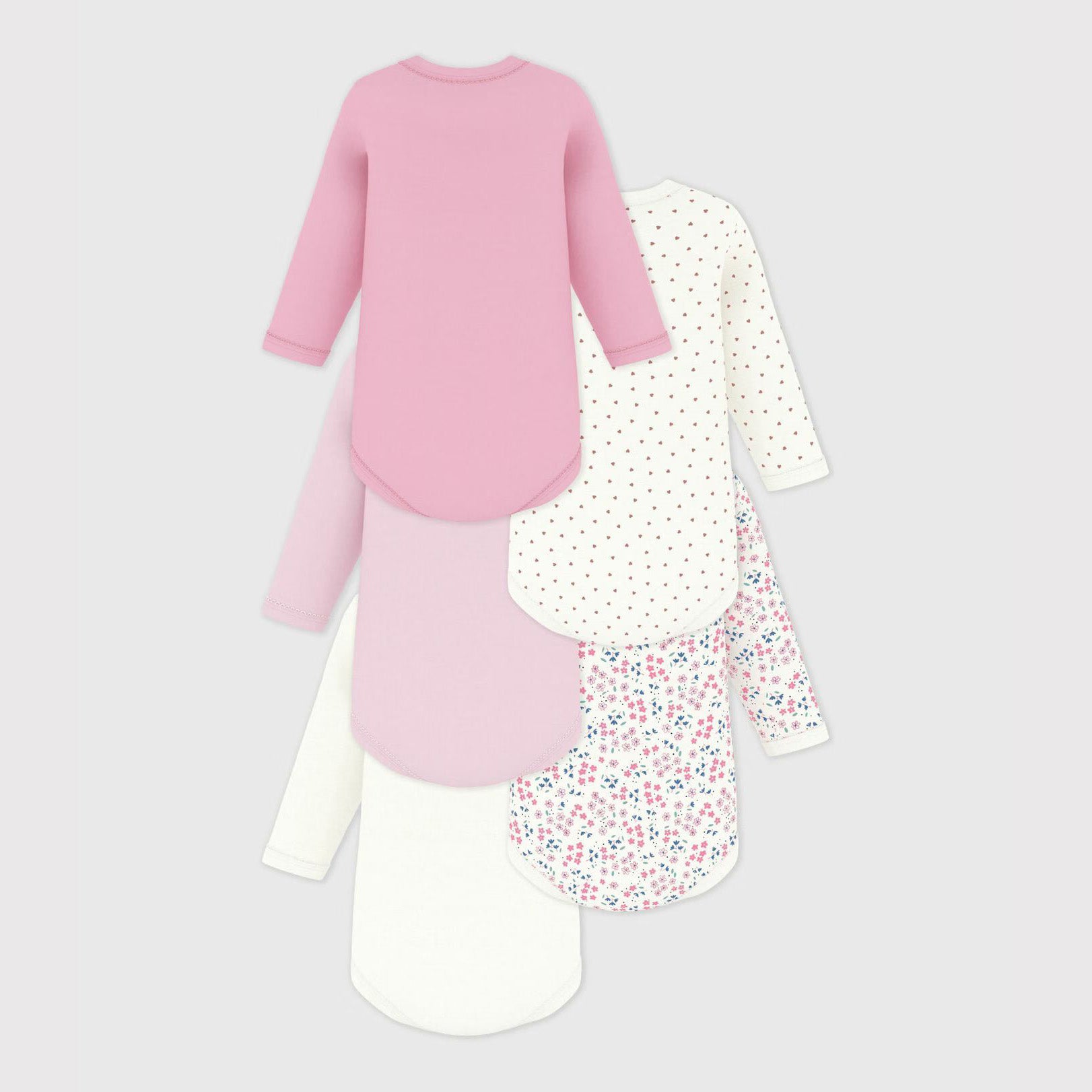 Baby Girls Pink Cotton Babysuit Set(5 Pack)