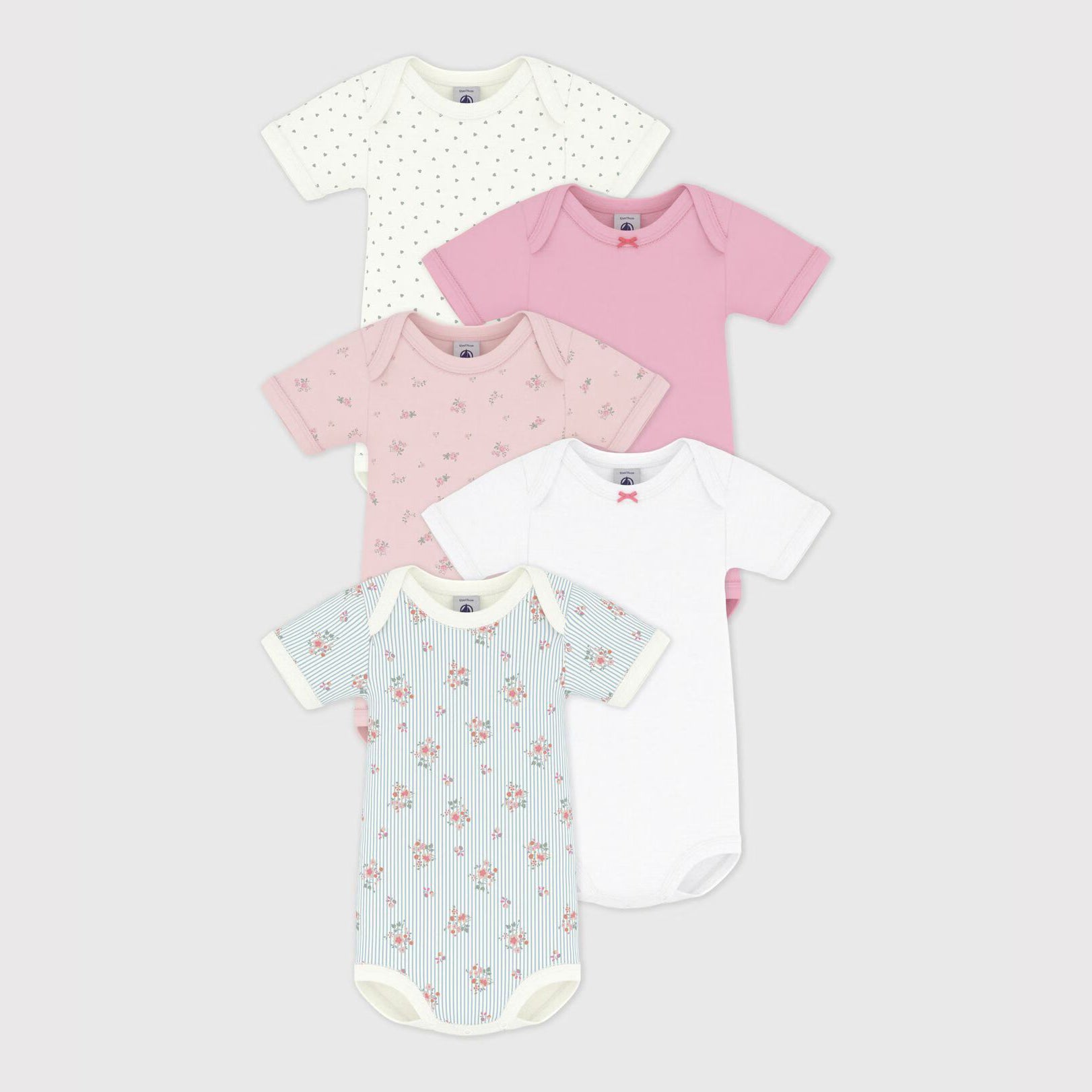 Baby Girls Multicolor Cotton Babysuit Set(5 Pack)