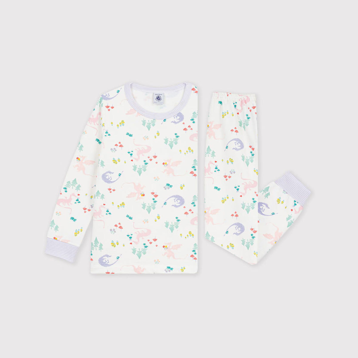 Girls White Printed Cotton Nightwear Set