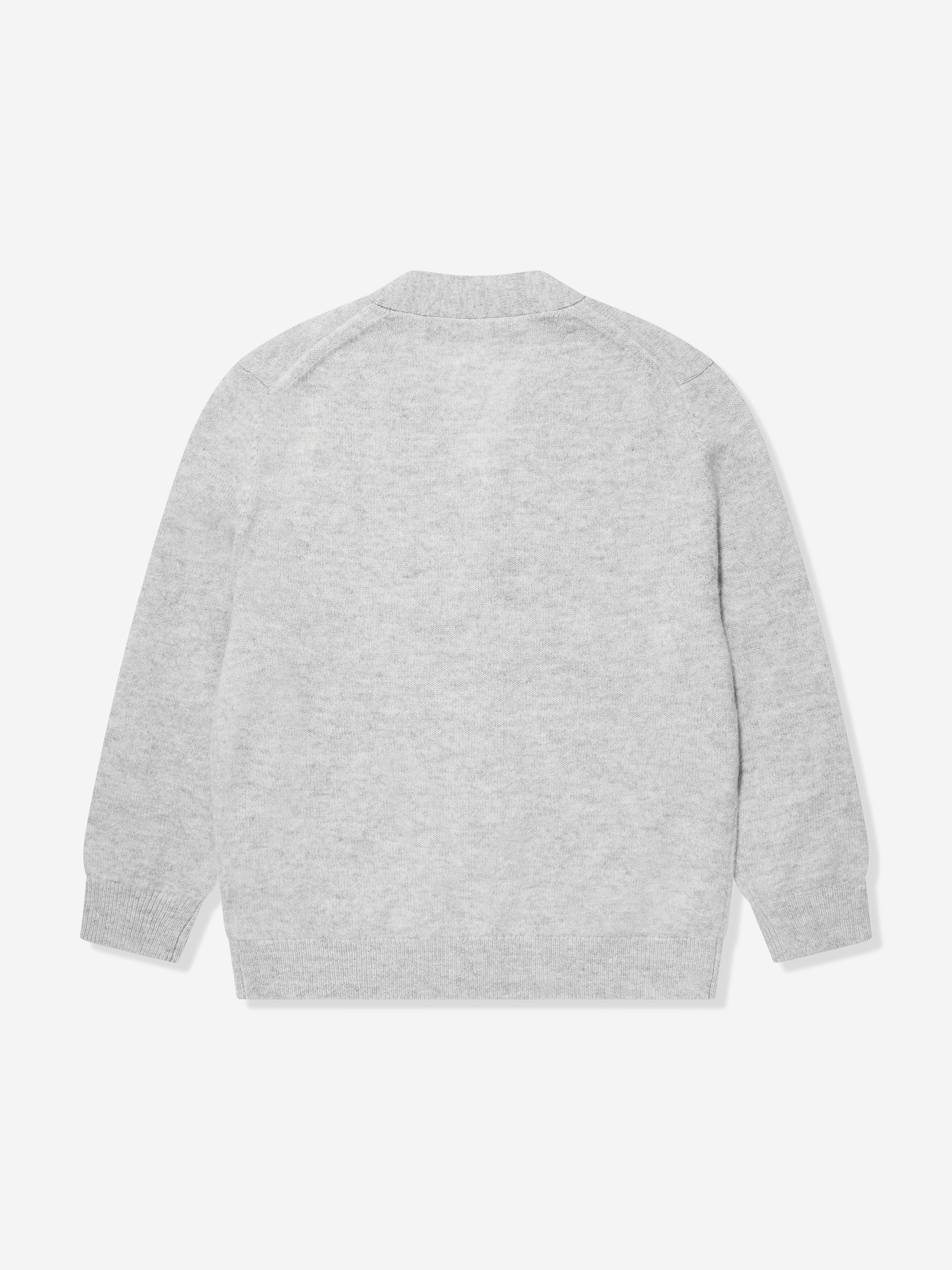 Kids Wool Logo Cardigan in Grey