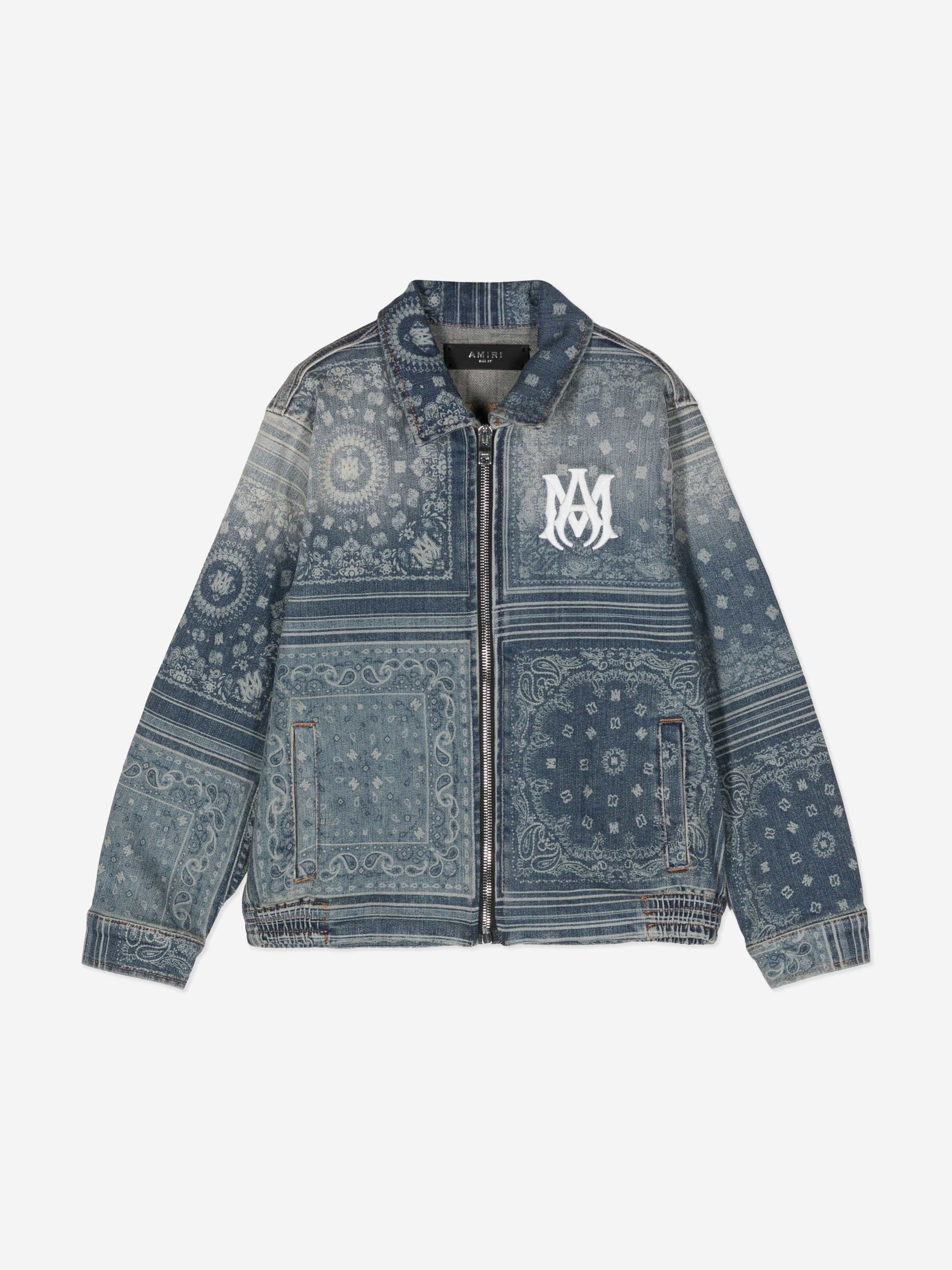 Amiri Kids MA Bandana Zip Jacket in Blue