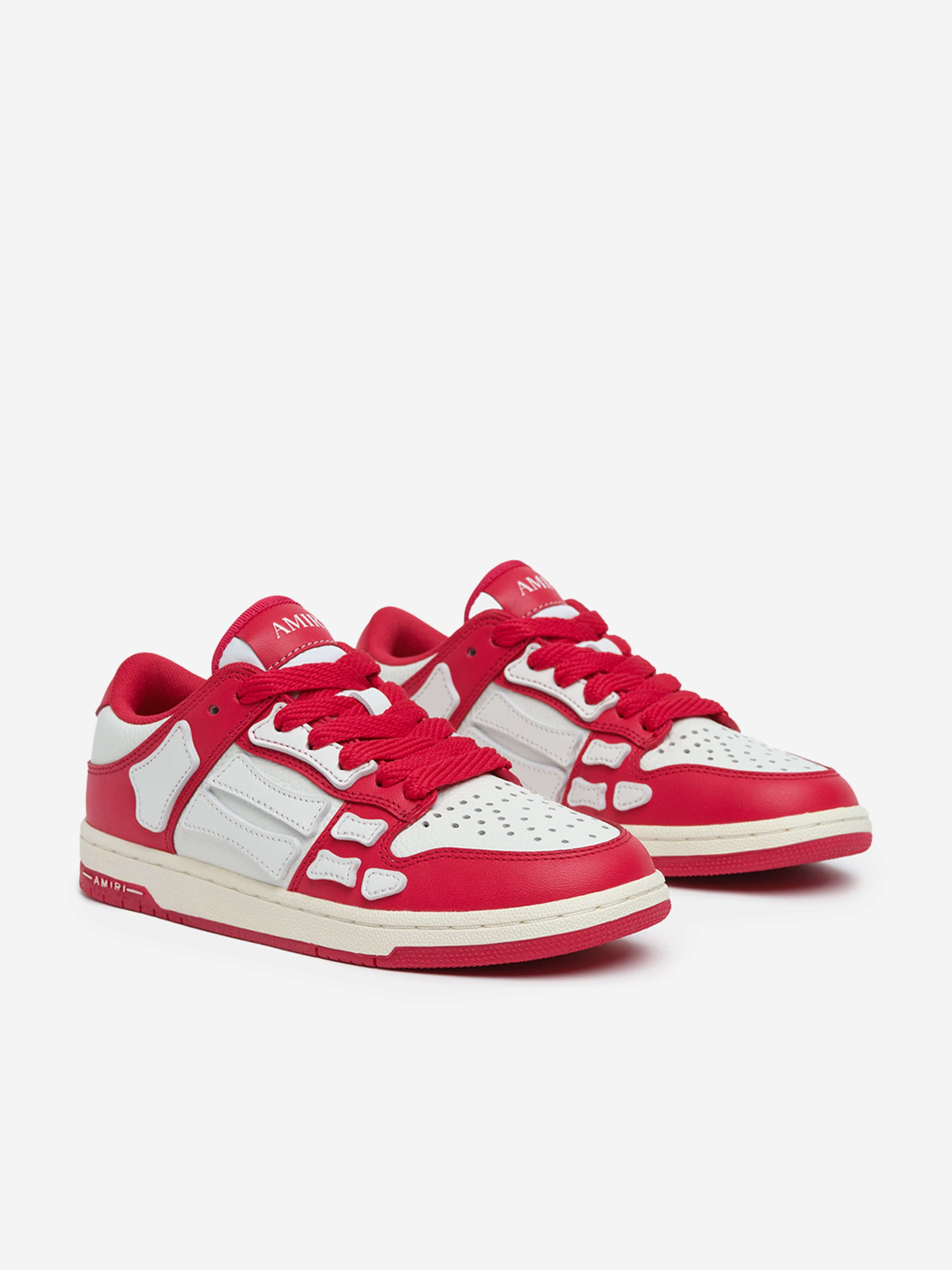 Kids Leather Skel Top Low Trainers in Red