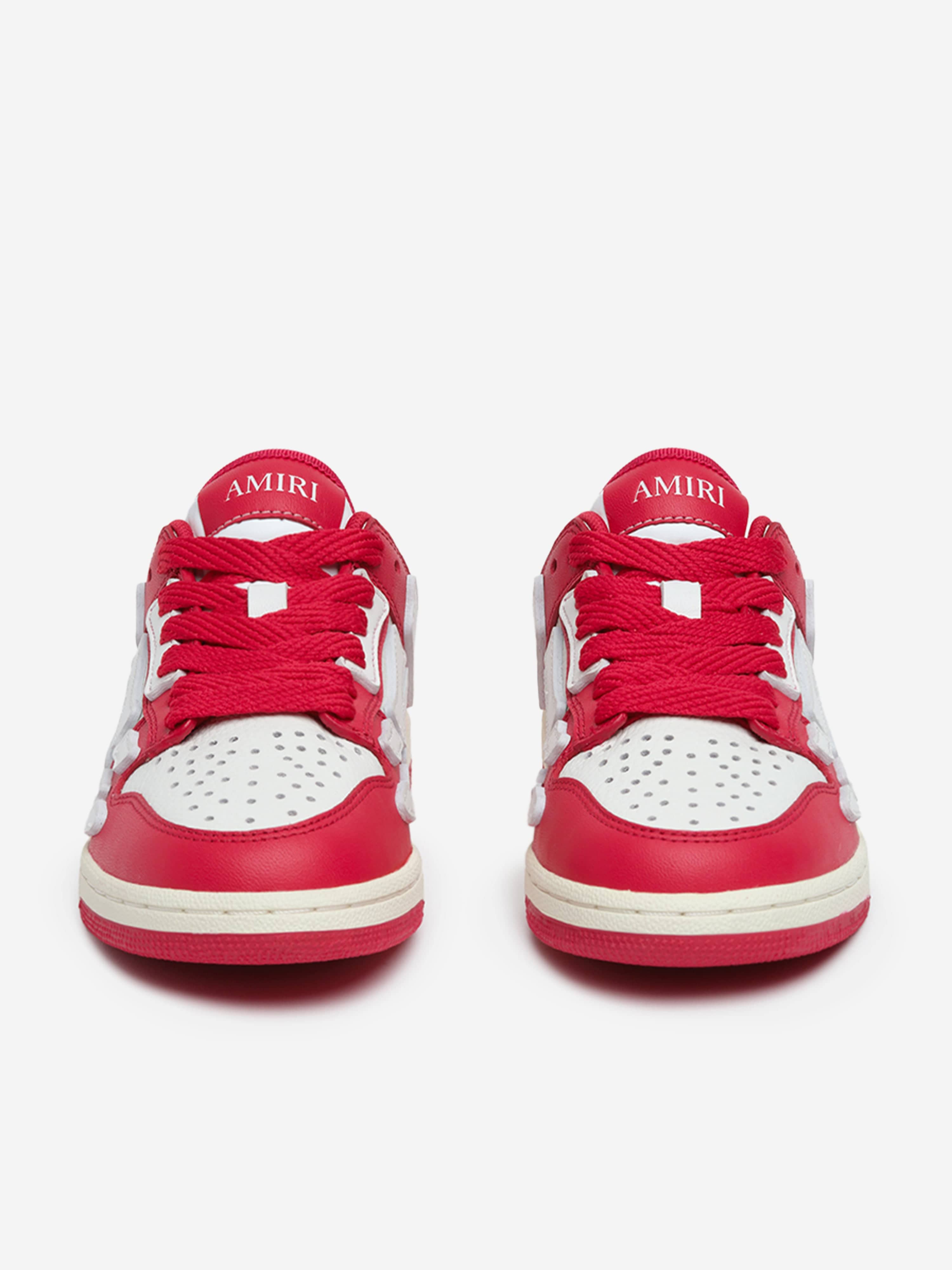 Kids Leather Skel Top Low Trainers in Red