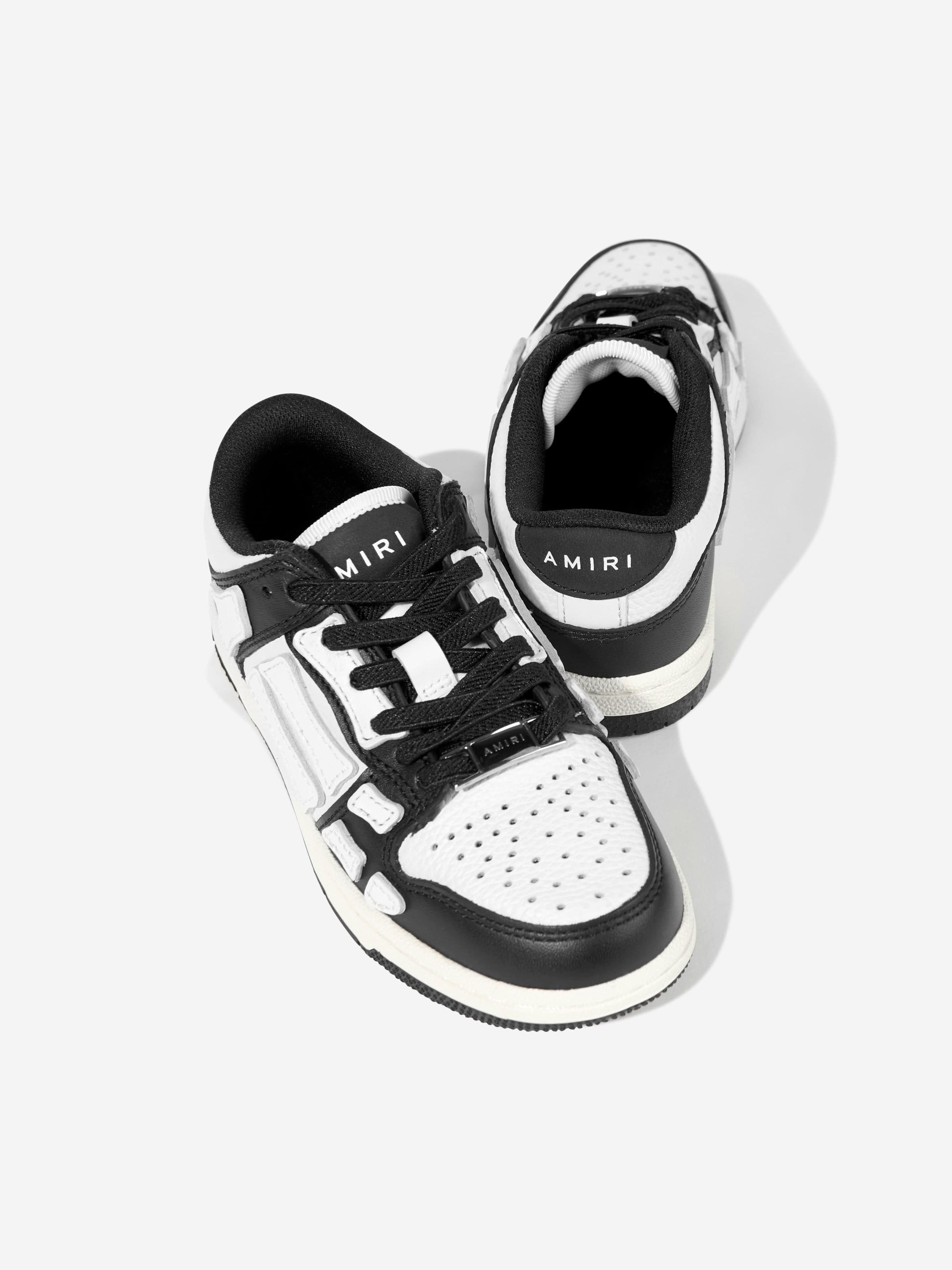 Kids Leather Skel Top Low Trainers in Black