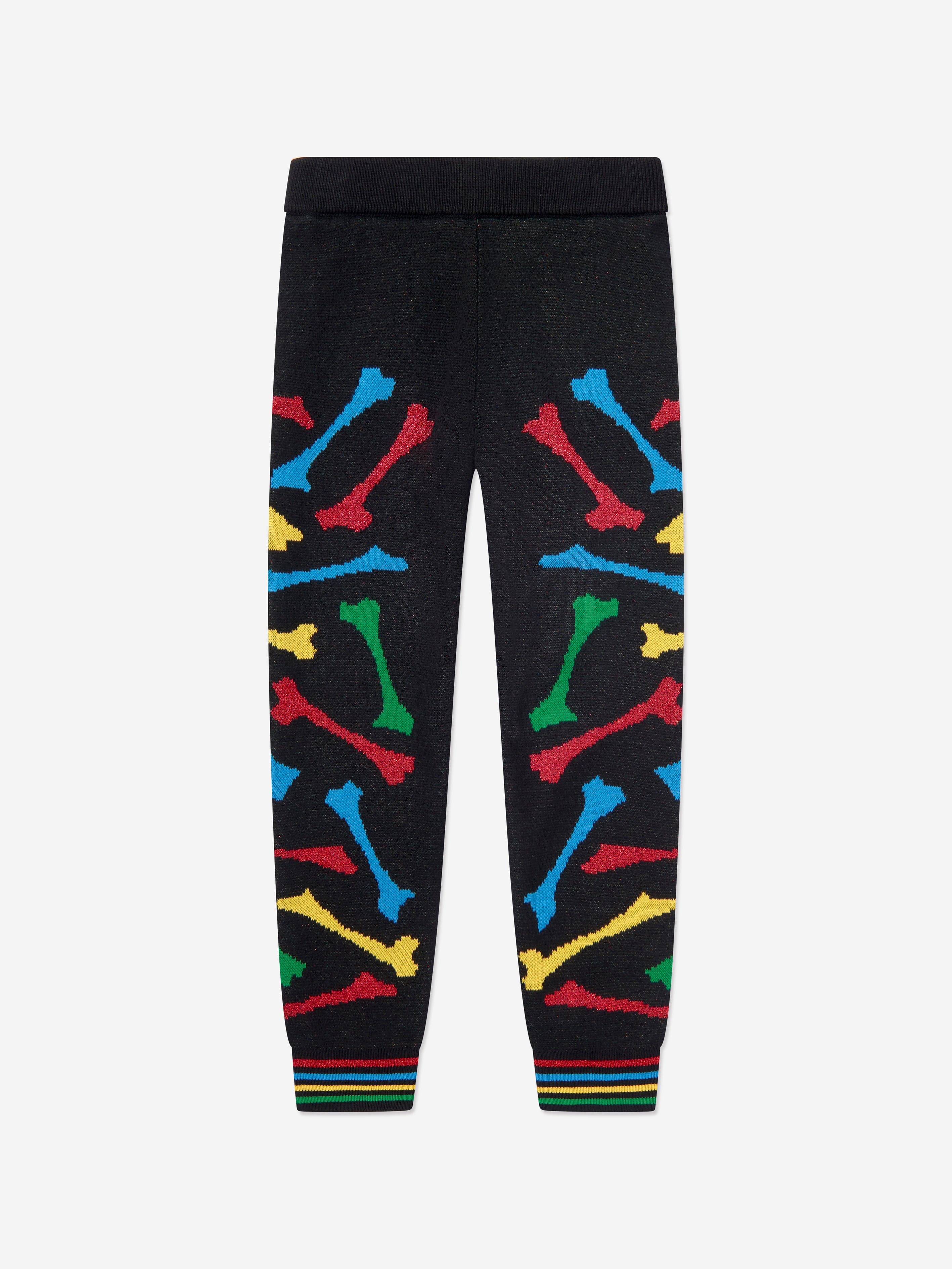 Kids Bones Stacked Joggers in Black