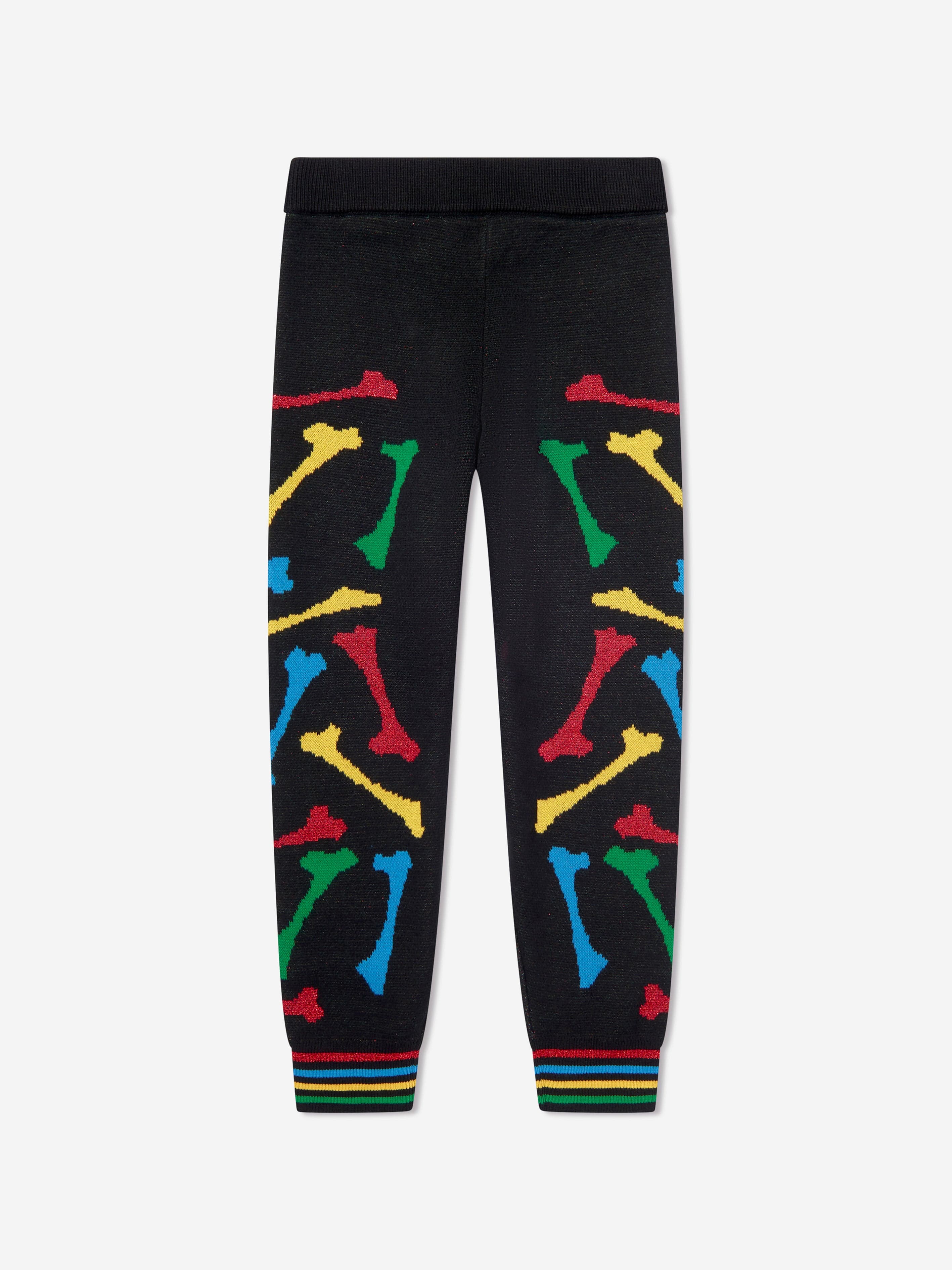 Kids Bones Stacked Joggers in Black