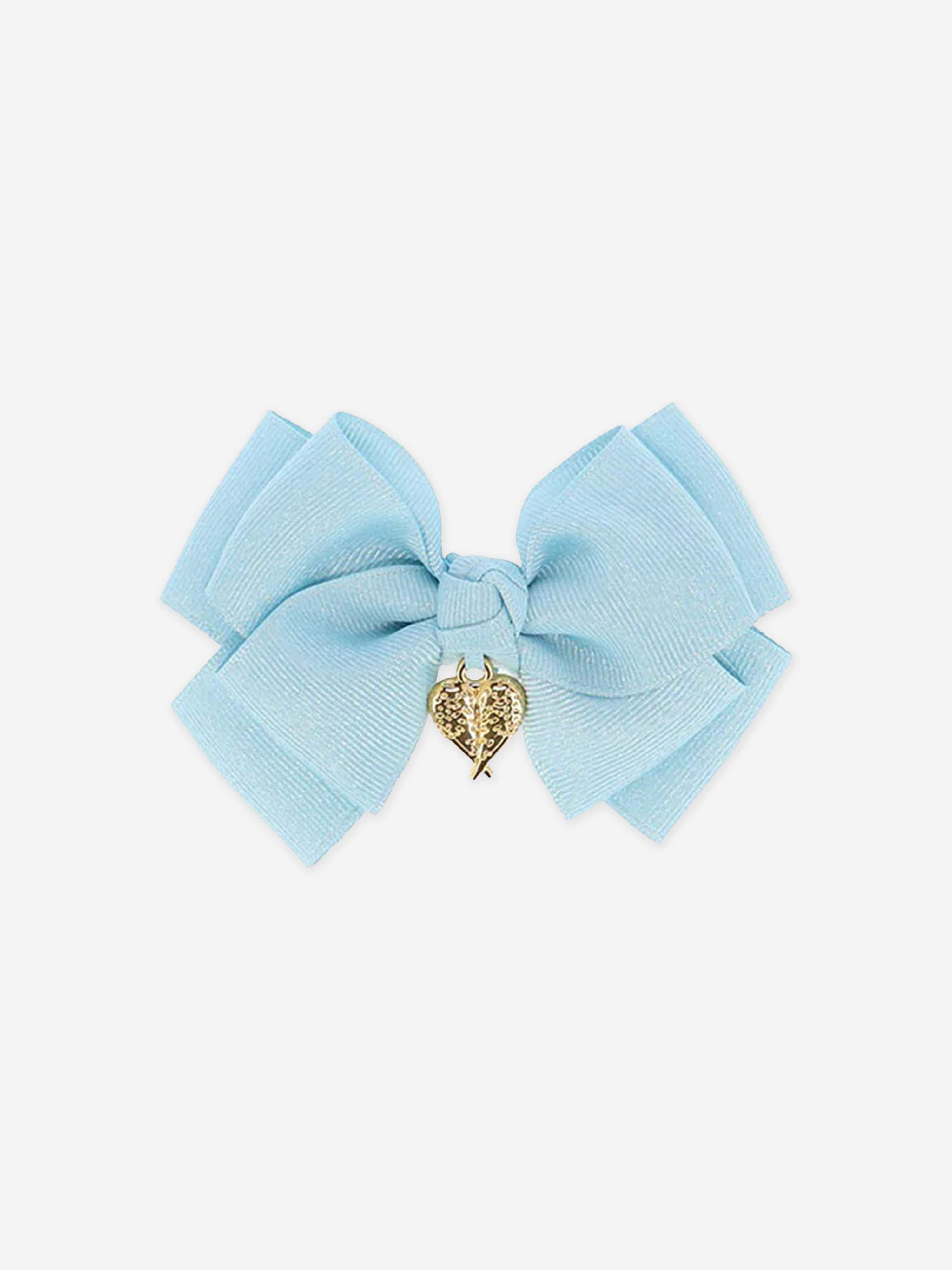 Girls Metallic Bog Bow Hair Clip in Blue