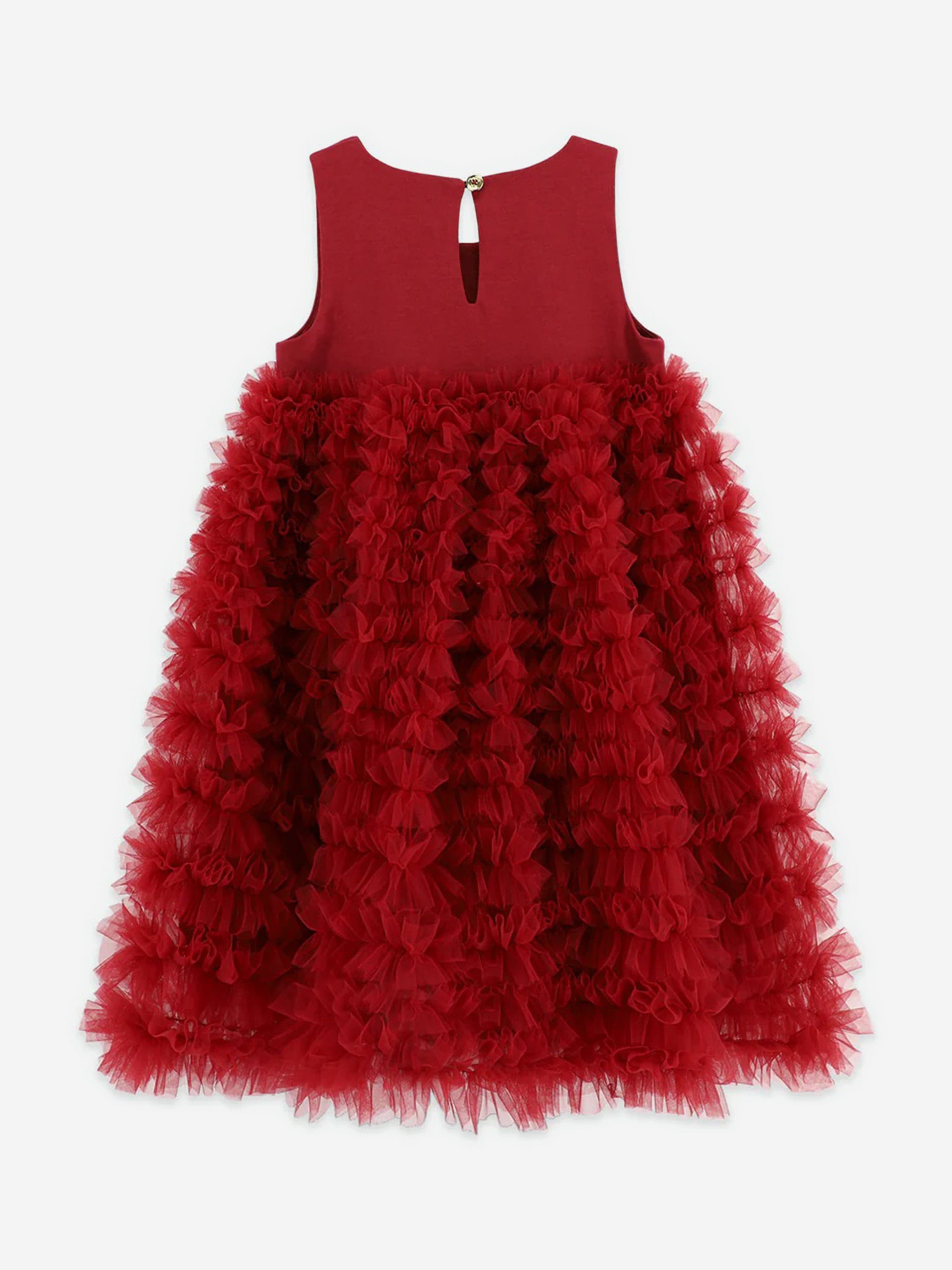 Girls Donna Ruffle Dress in Red