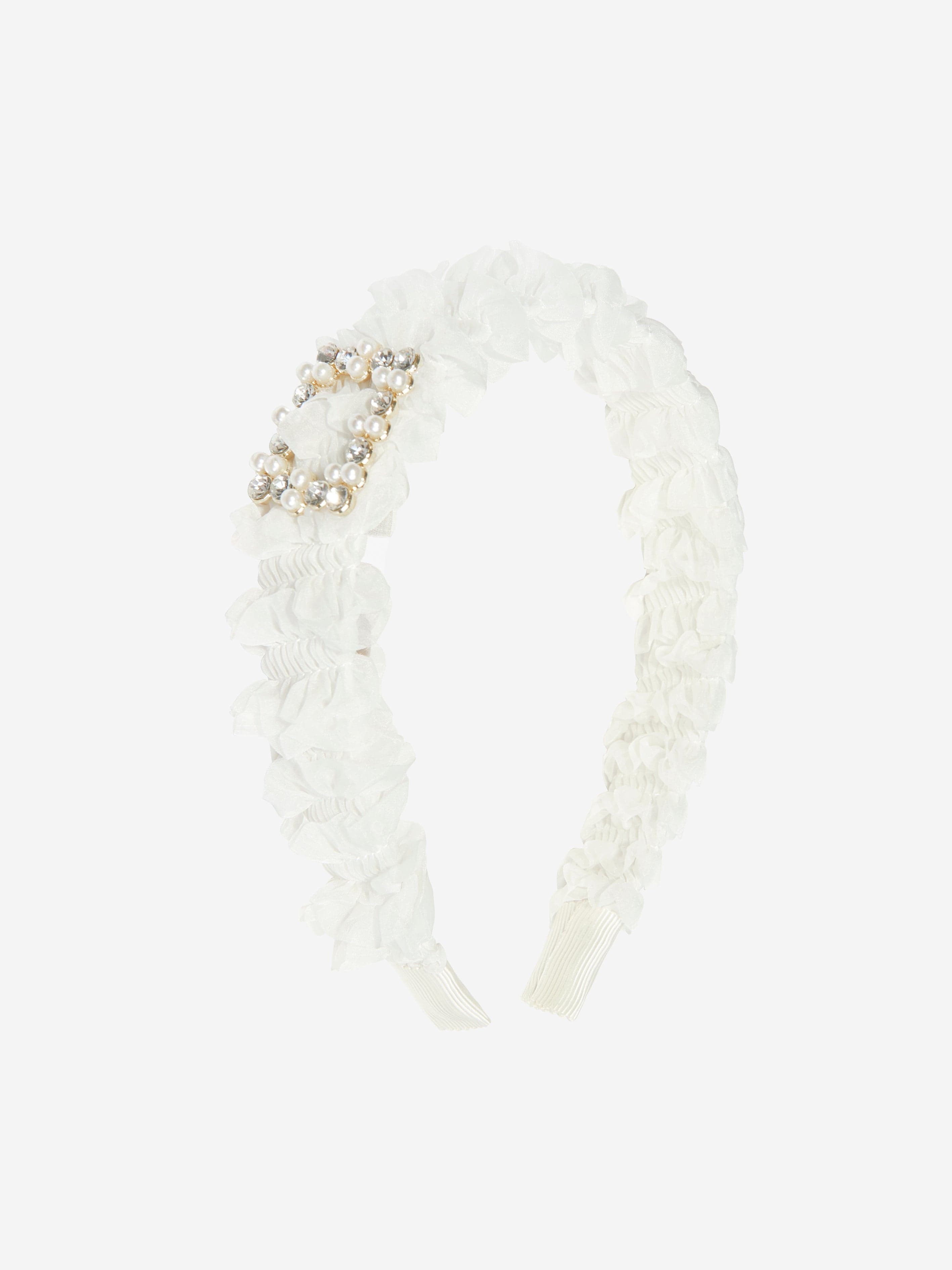 Girls Rae Ruffle Alice Band in Ivory