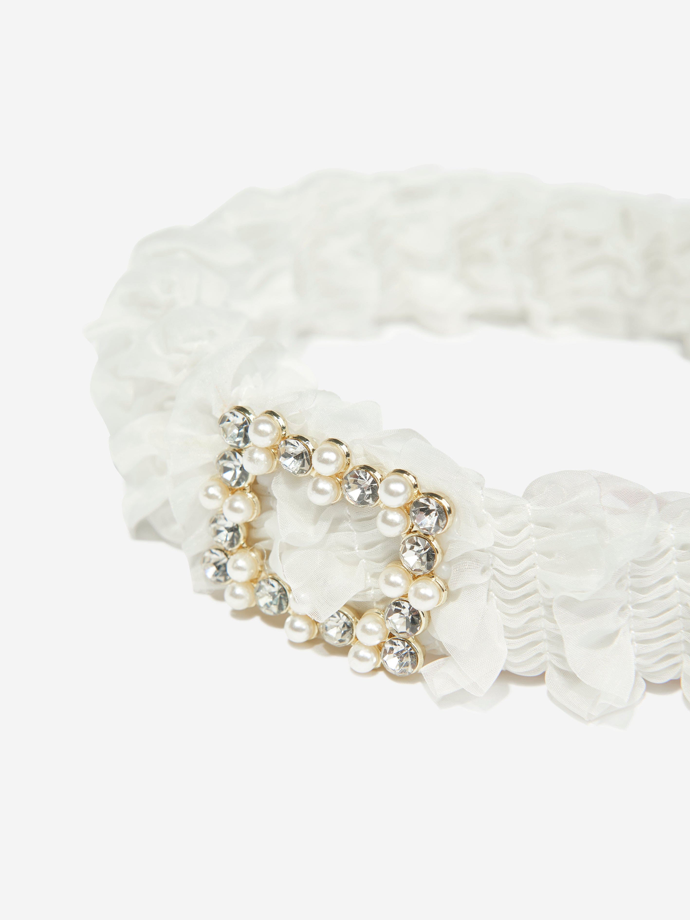 Girls Rae Ruffle Alice Band in Ivory