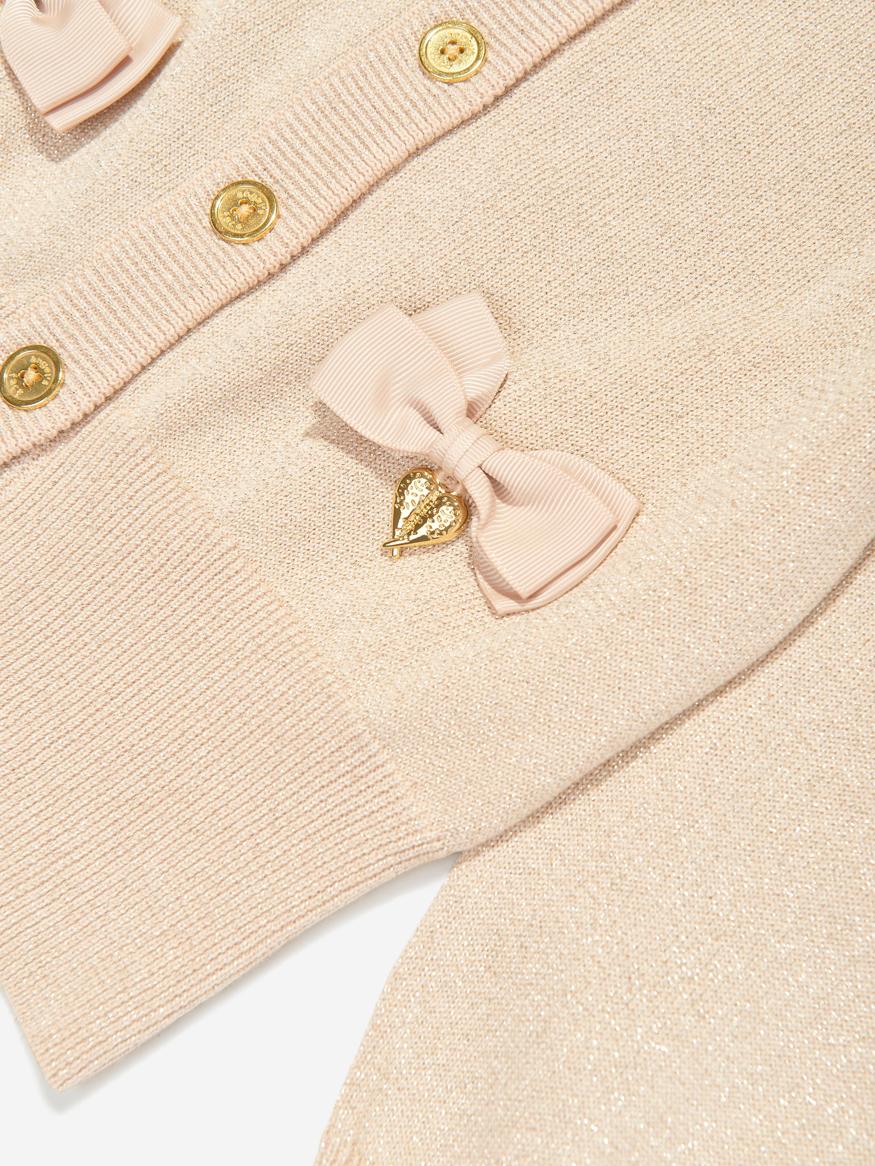 Girls Nicolette Metallic Cardigan in Beige