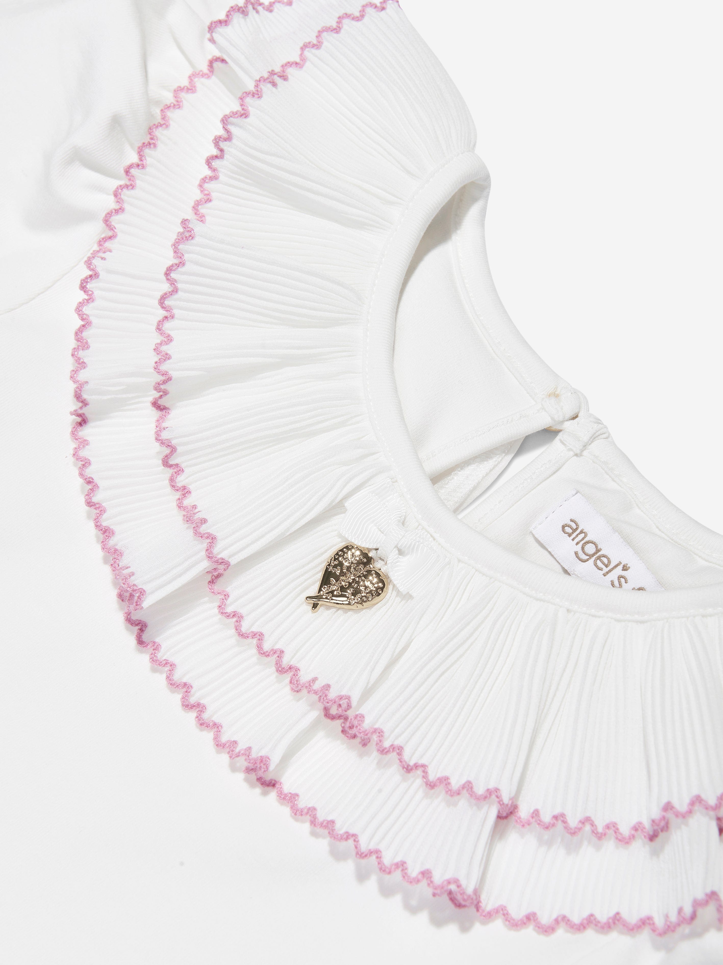 Girls Thelma Pleated Collar Top in White
