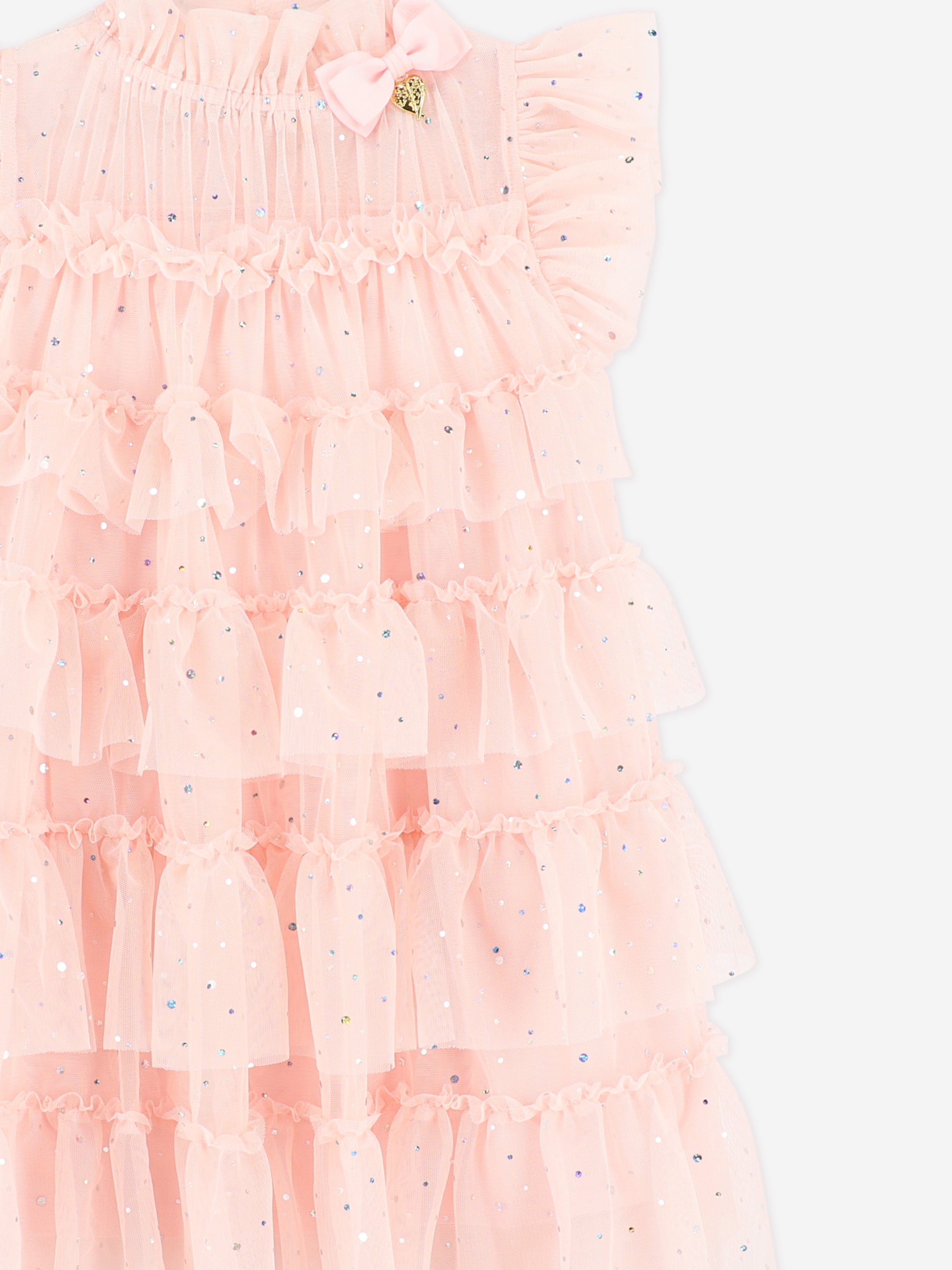 Girls Mitzi Sparkle Tiered Dress in Pink