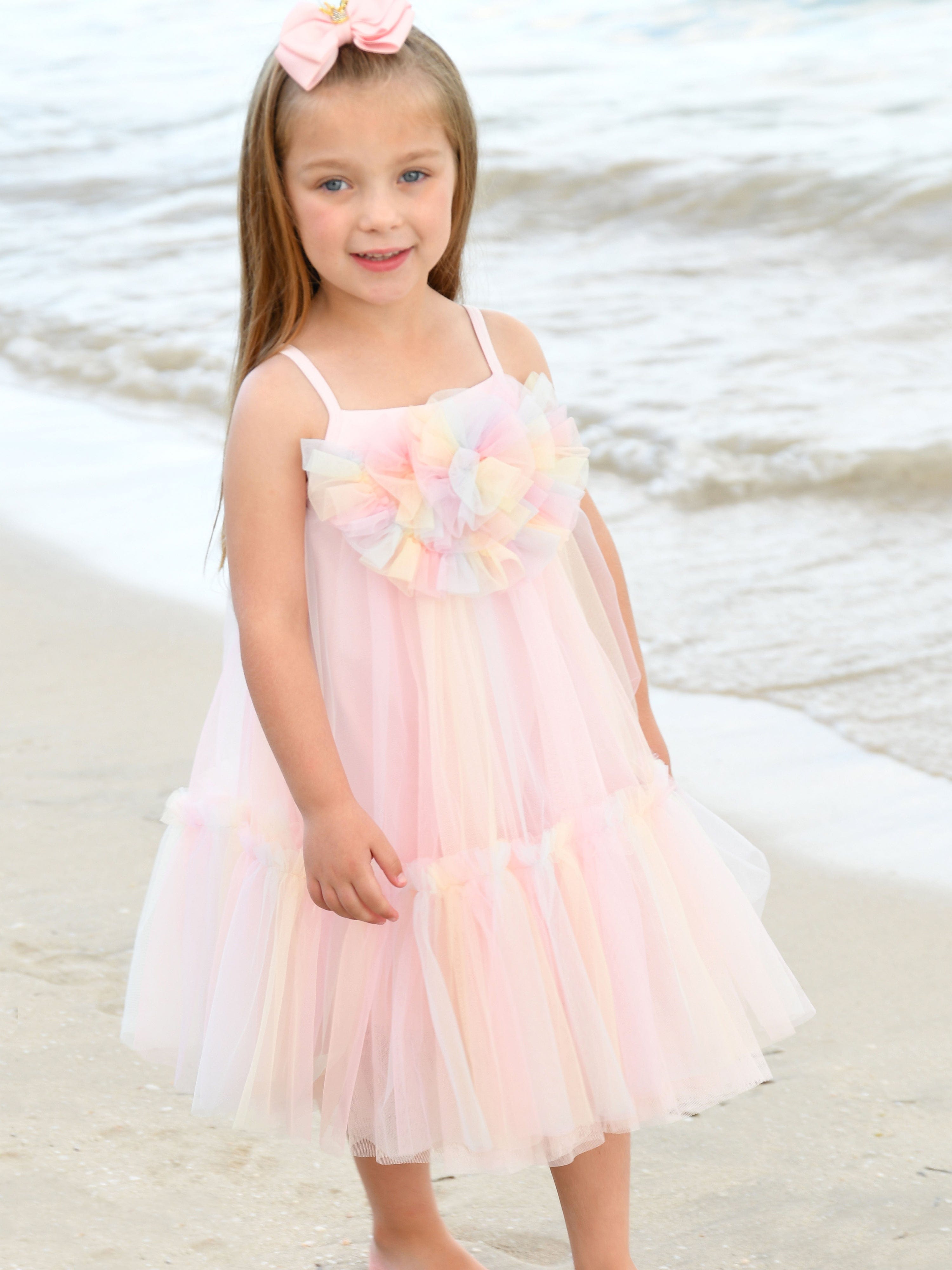 Girls Rosheen Tulle Dress in Pink