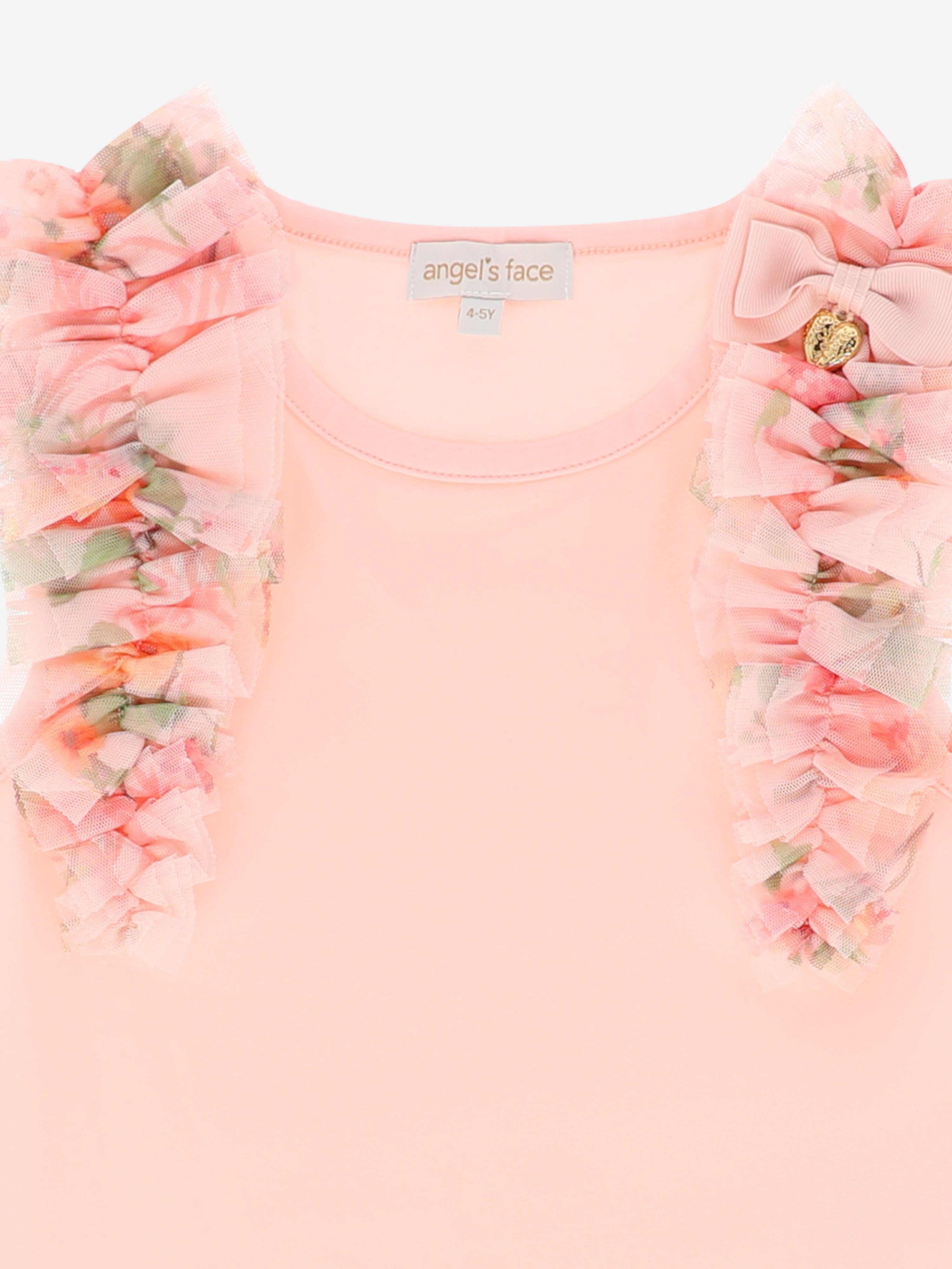 Girls Toni Ruffle Trim Top in Pink
