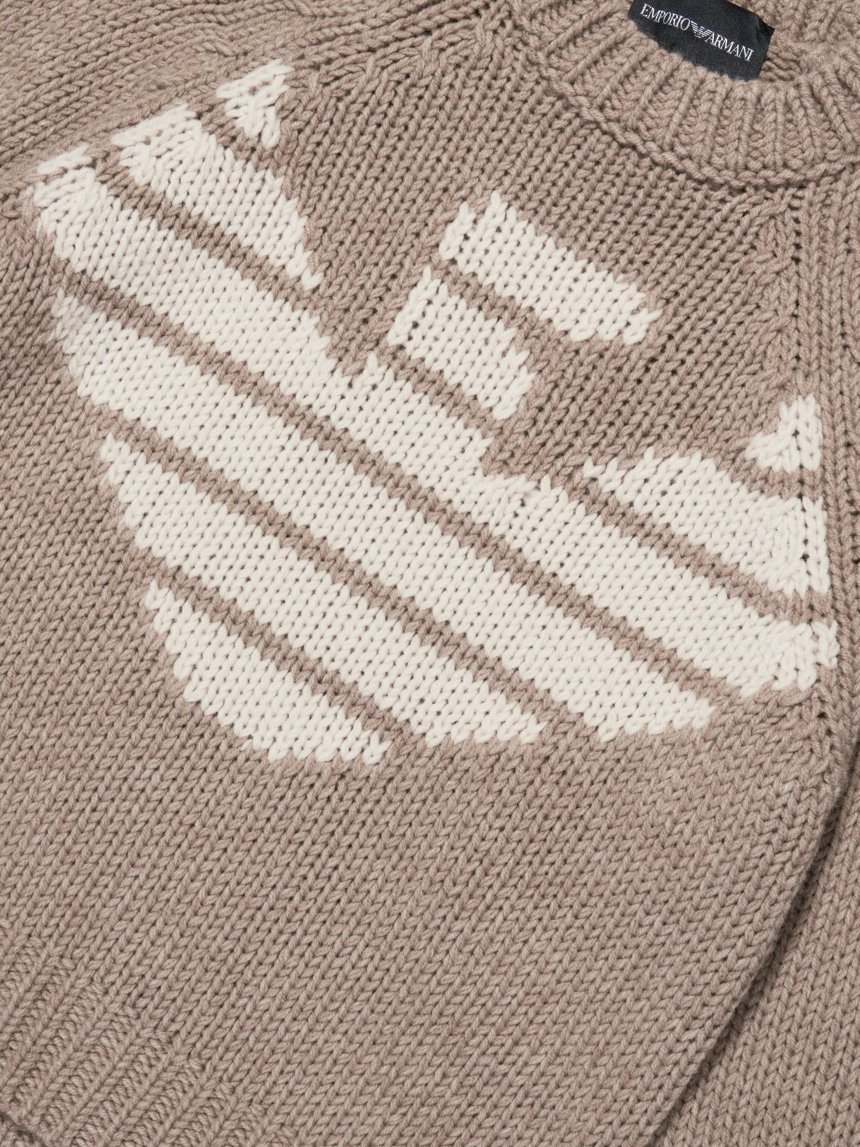Emporio Armani Boys Wool Knitted Jumper in Brown
