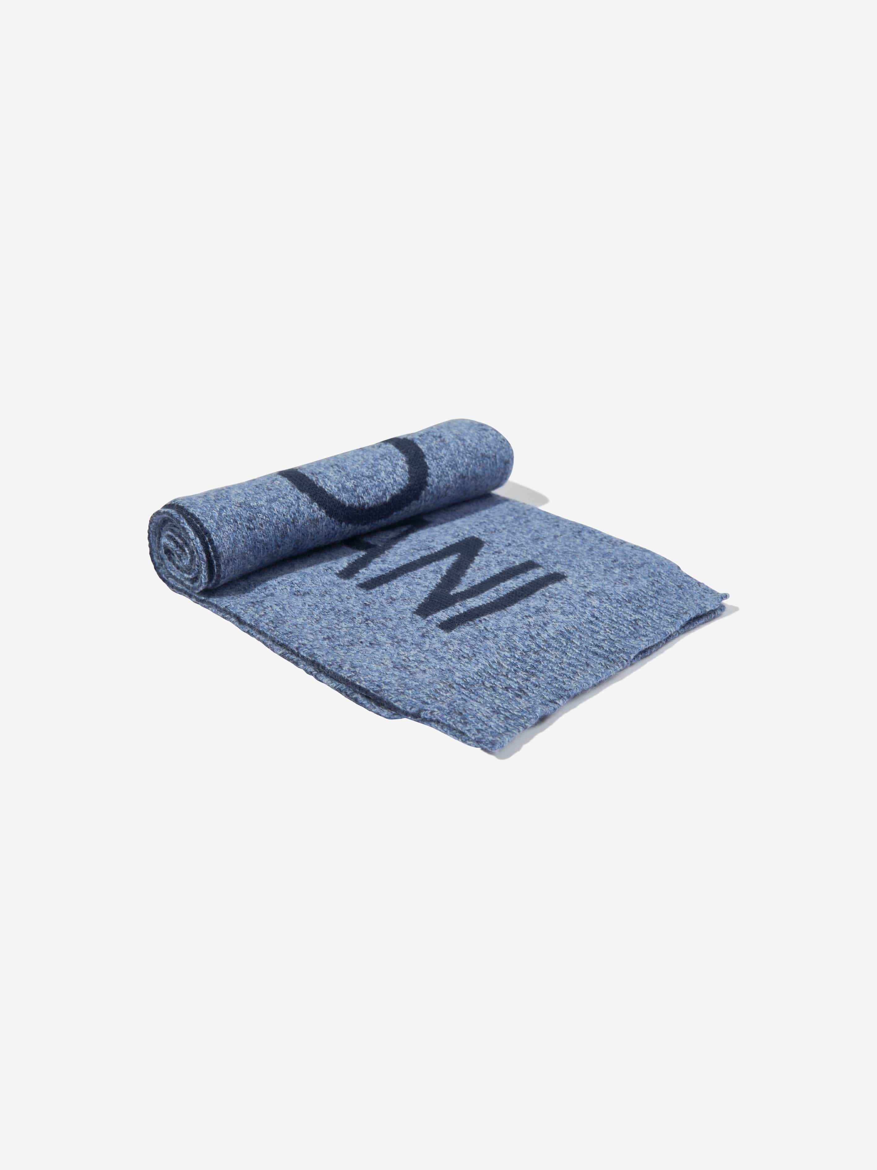Emporio Armani Boys Knitetd Hat and Scarf Set in Blue