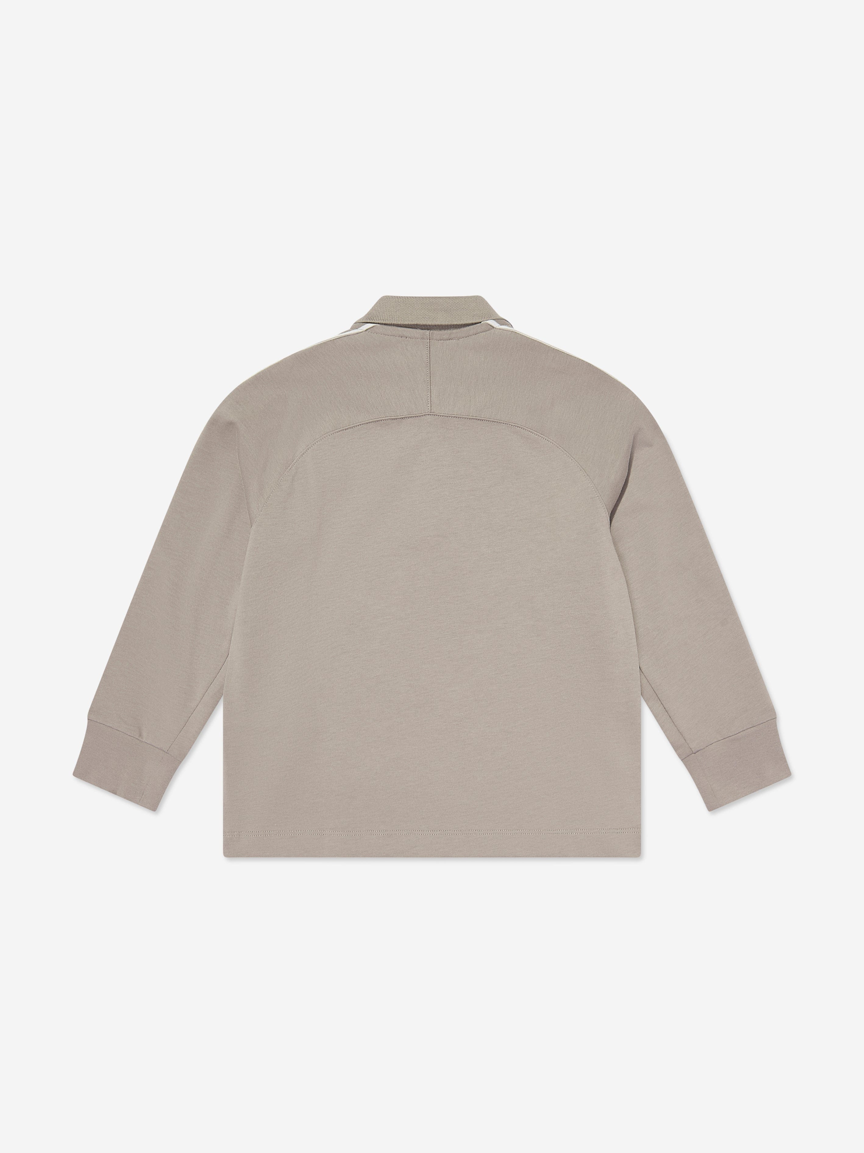 Emporio Armani Boys Long Sleeve Polo Shirt in Beige