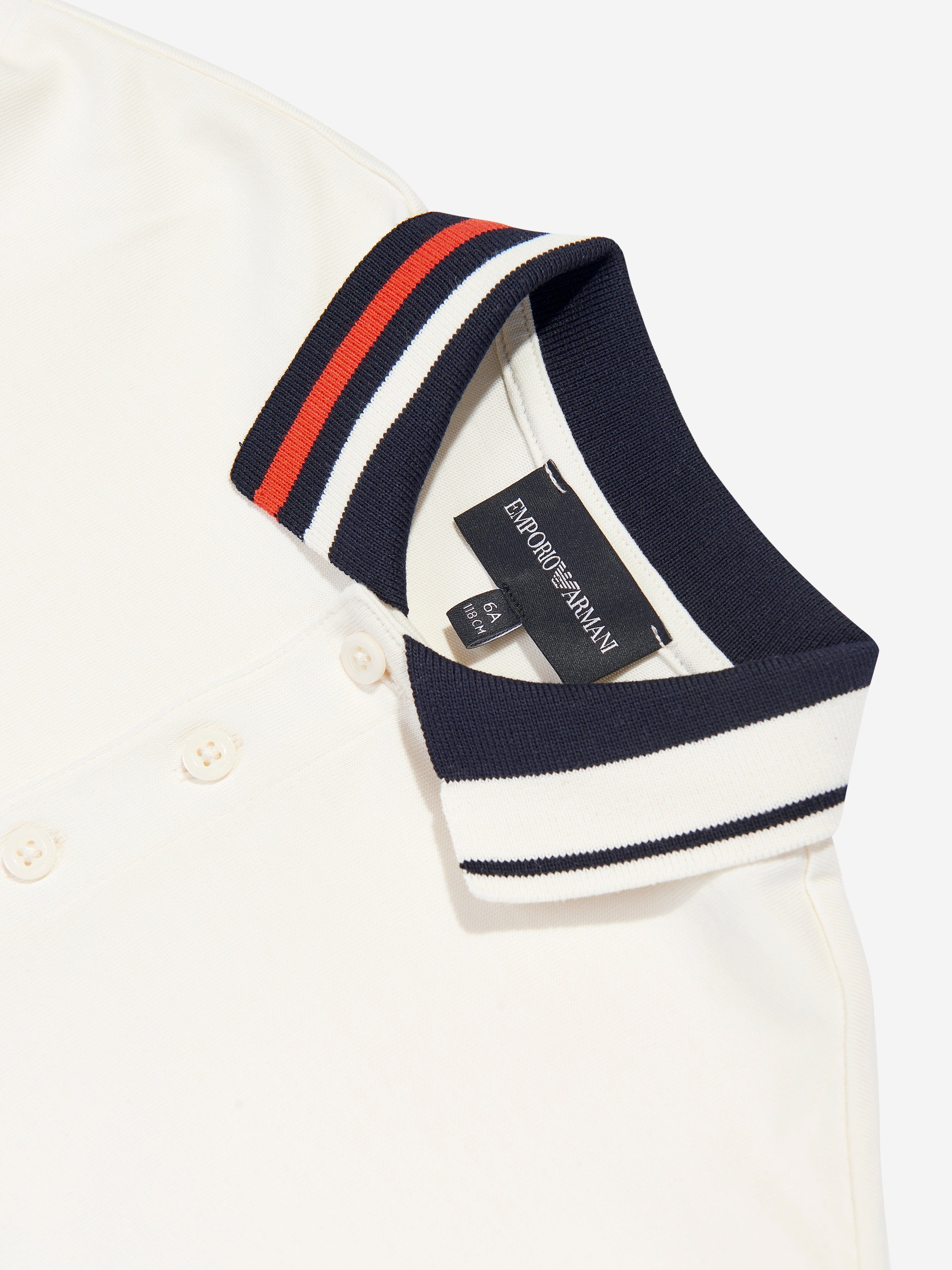 Emporio Armani Boys Long Sleeve Polo Shirt in Ivory