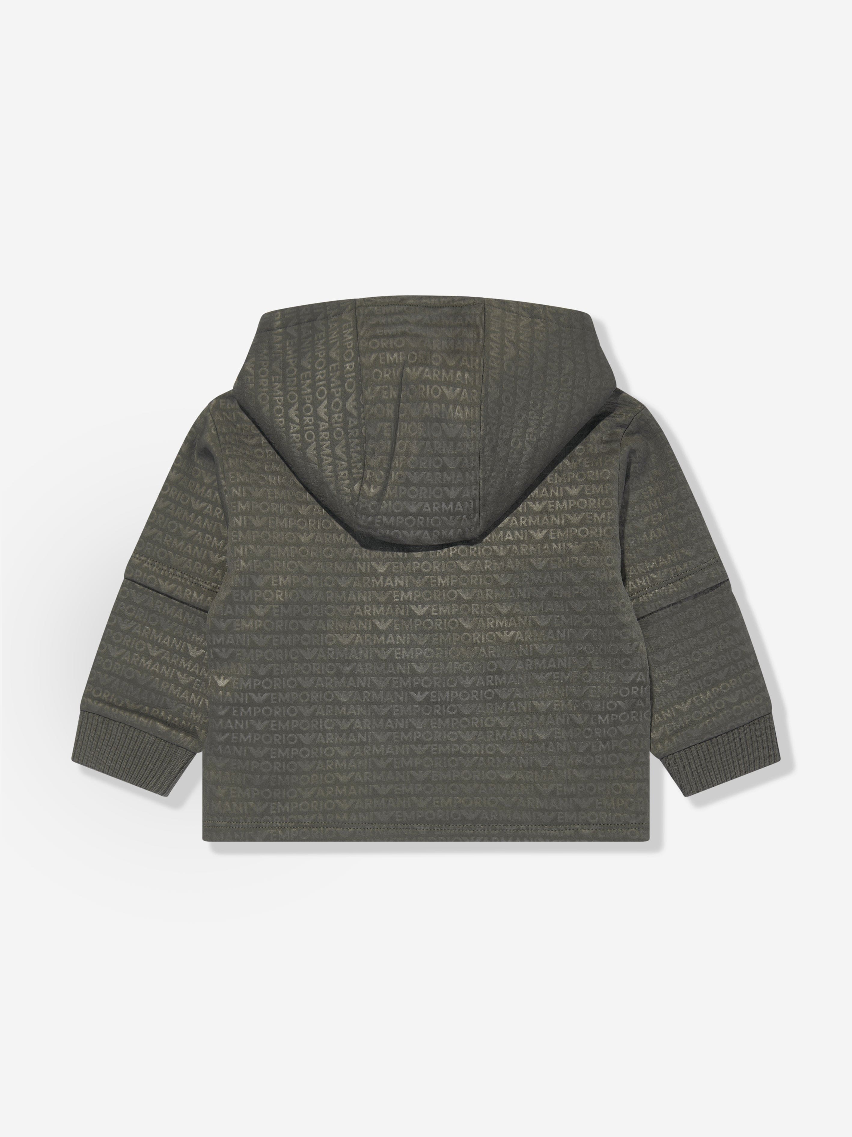 Emporio Armani Baby Boys Logo Hoodie in Green