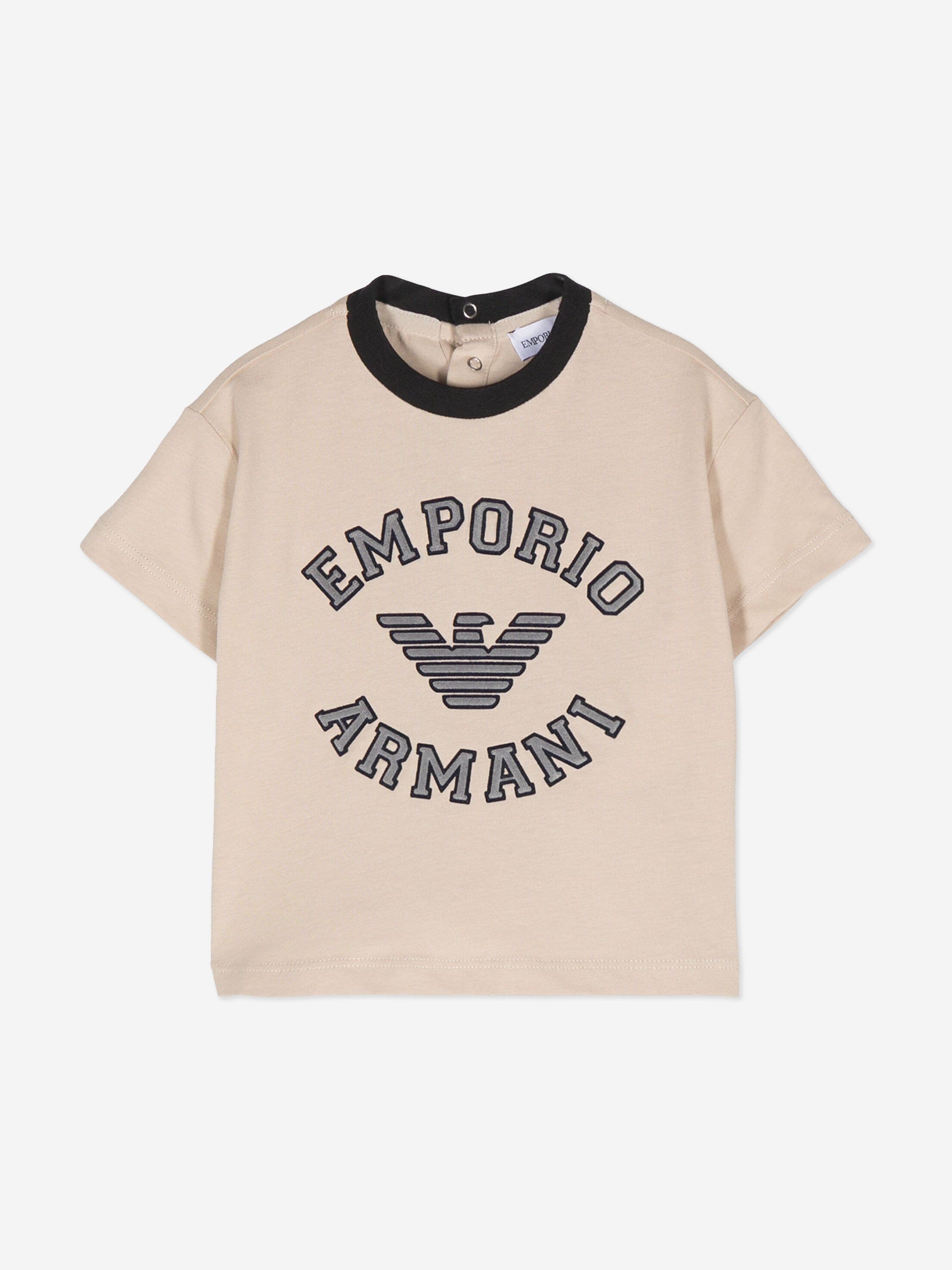 Emporio Armani Baby Boys Logo T-Shirt in Beige
