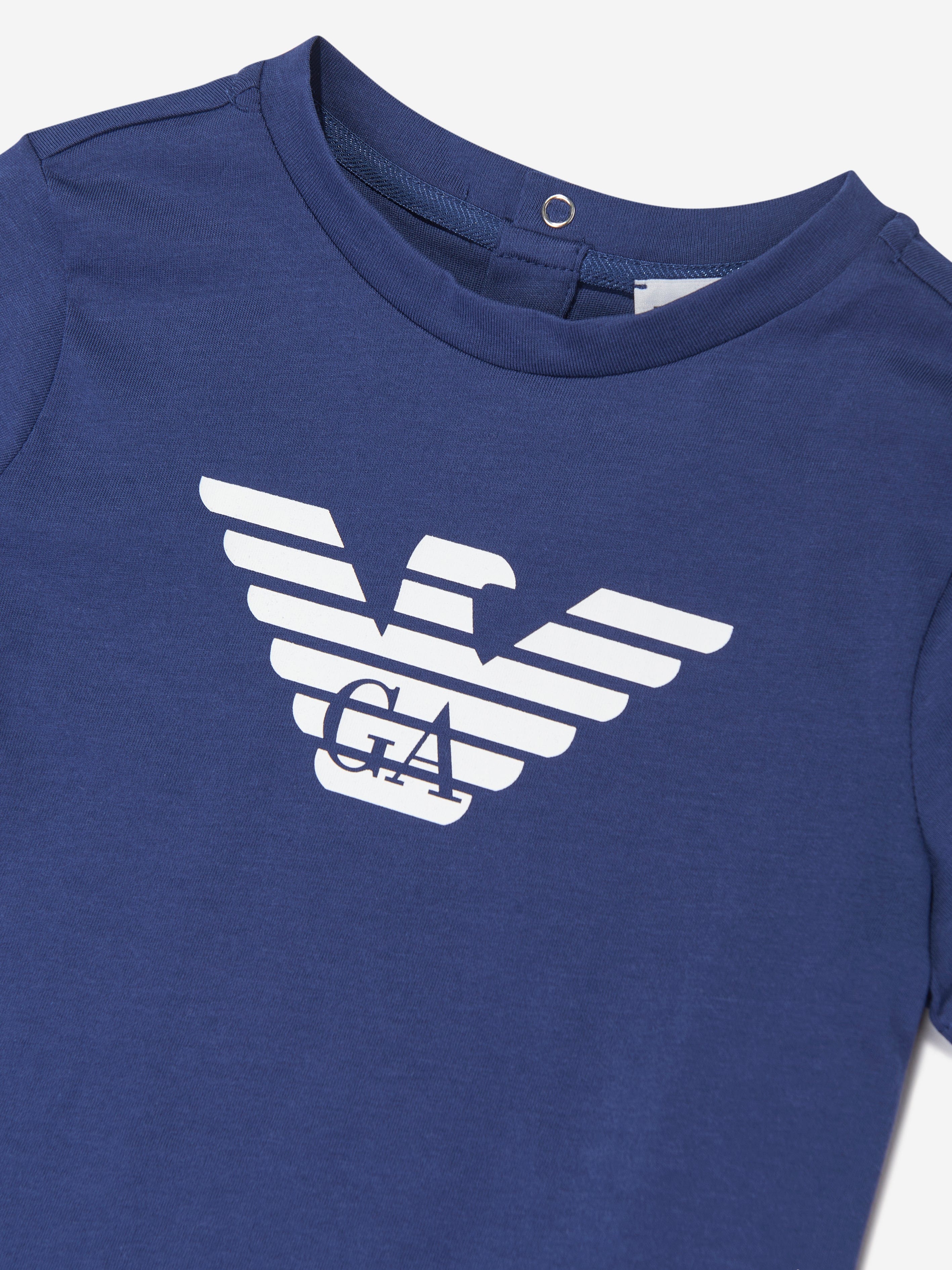 Emporio Armani Baby Boys Logo T-Shirt in Blue