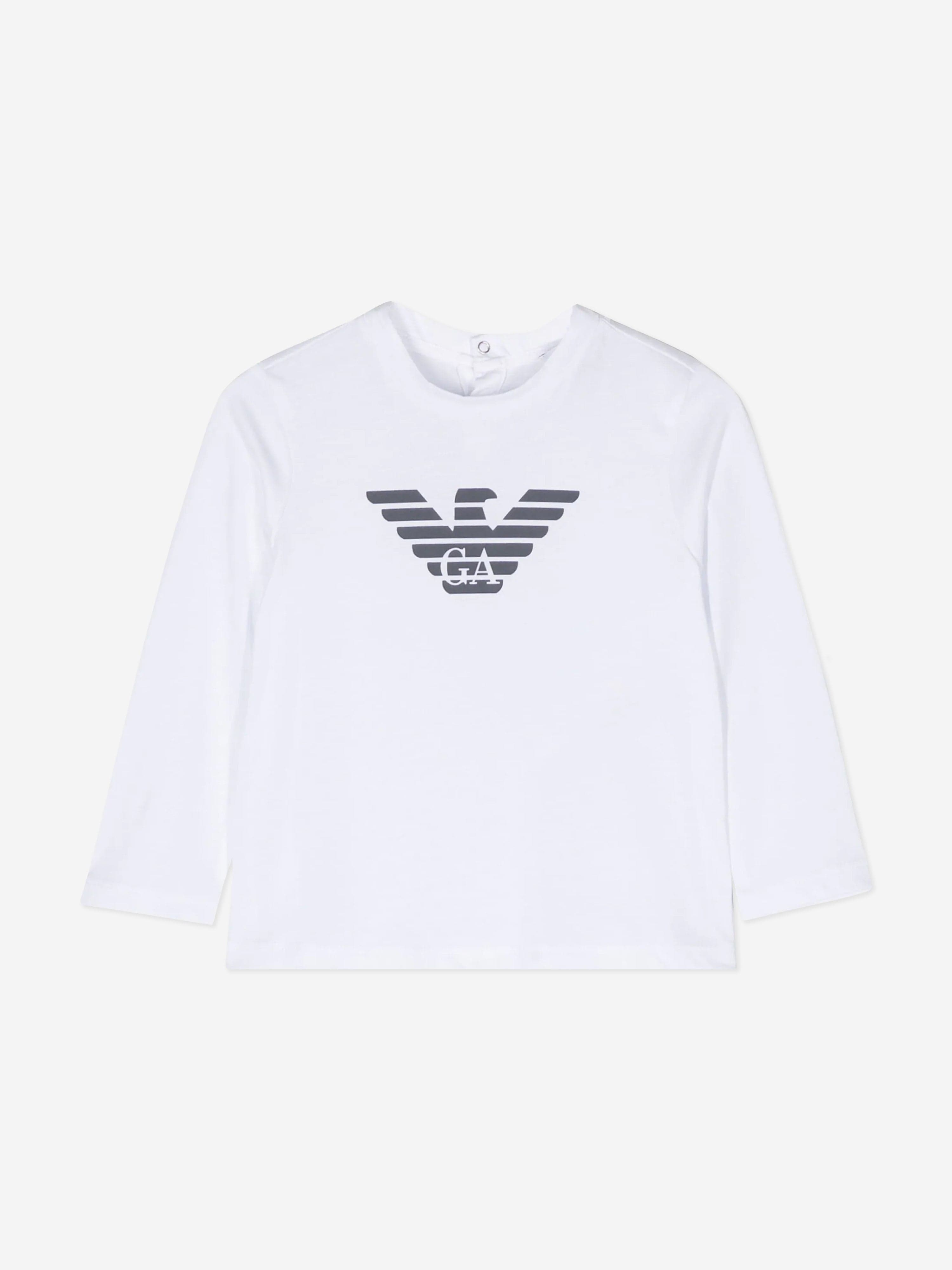 Emporio Armani Baby Boys Long Sleeve T-Shirt in White