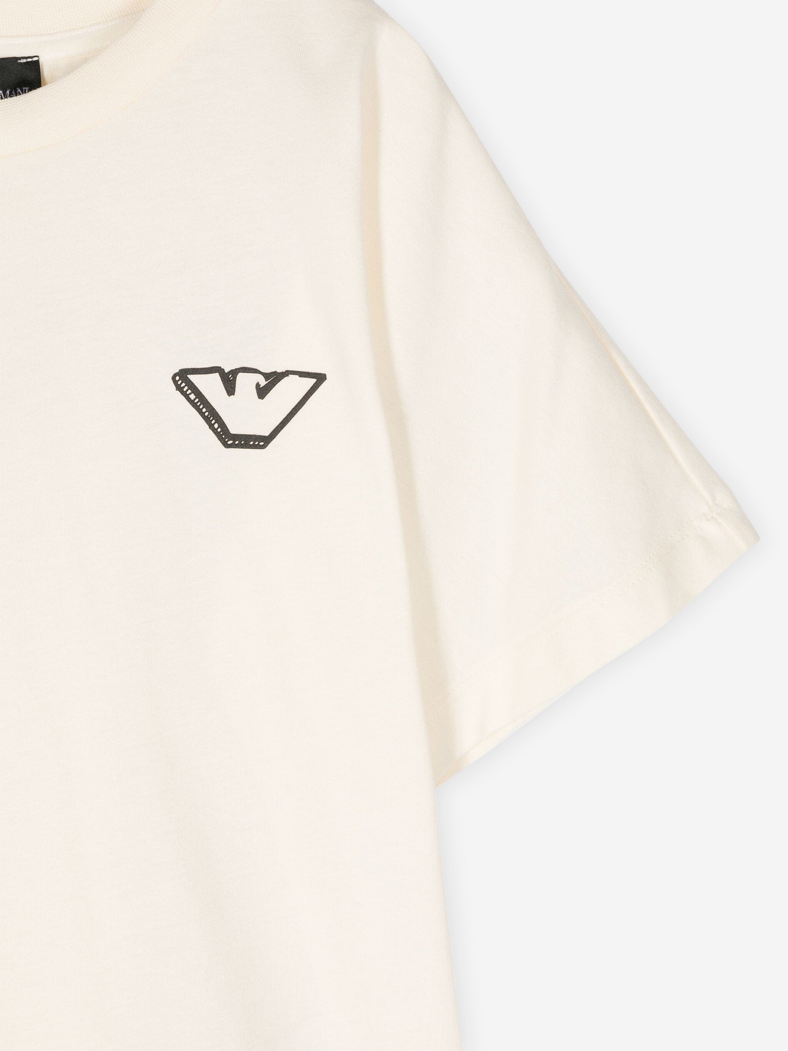 Emporio Armani Boys Logo T-Shirt in Ivory