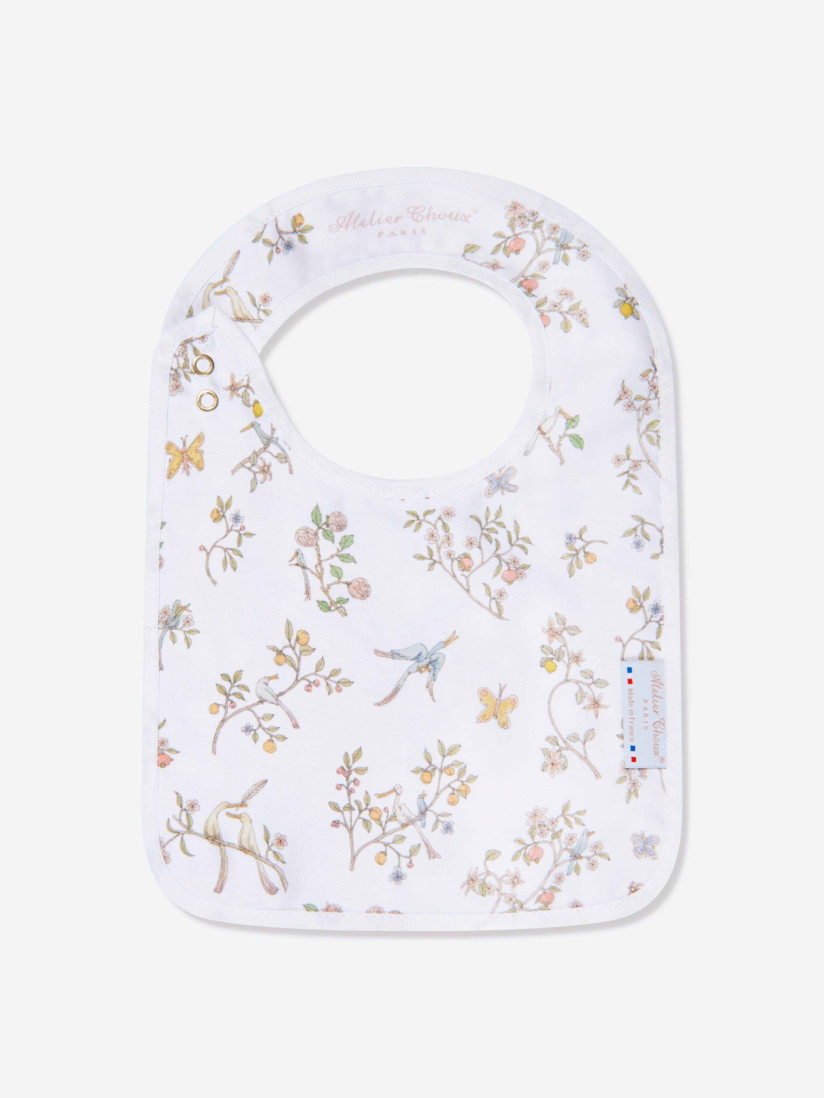 Atelier Choux Baby Girls In Bloom Swaddle And Satin Bib Gift Set in Pink