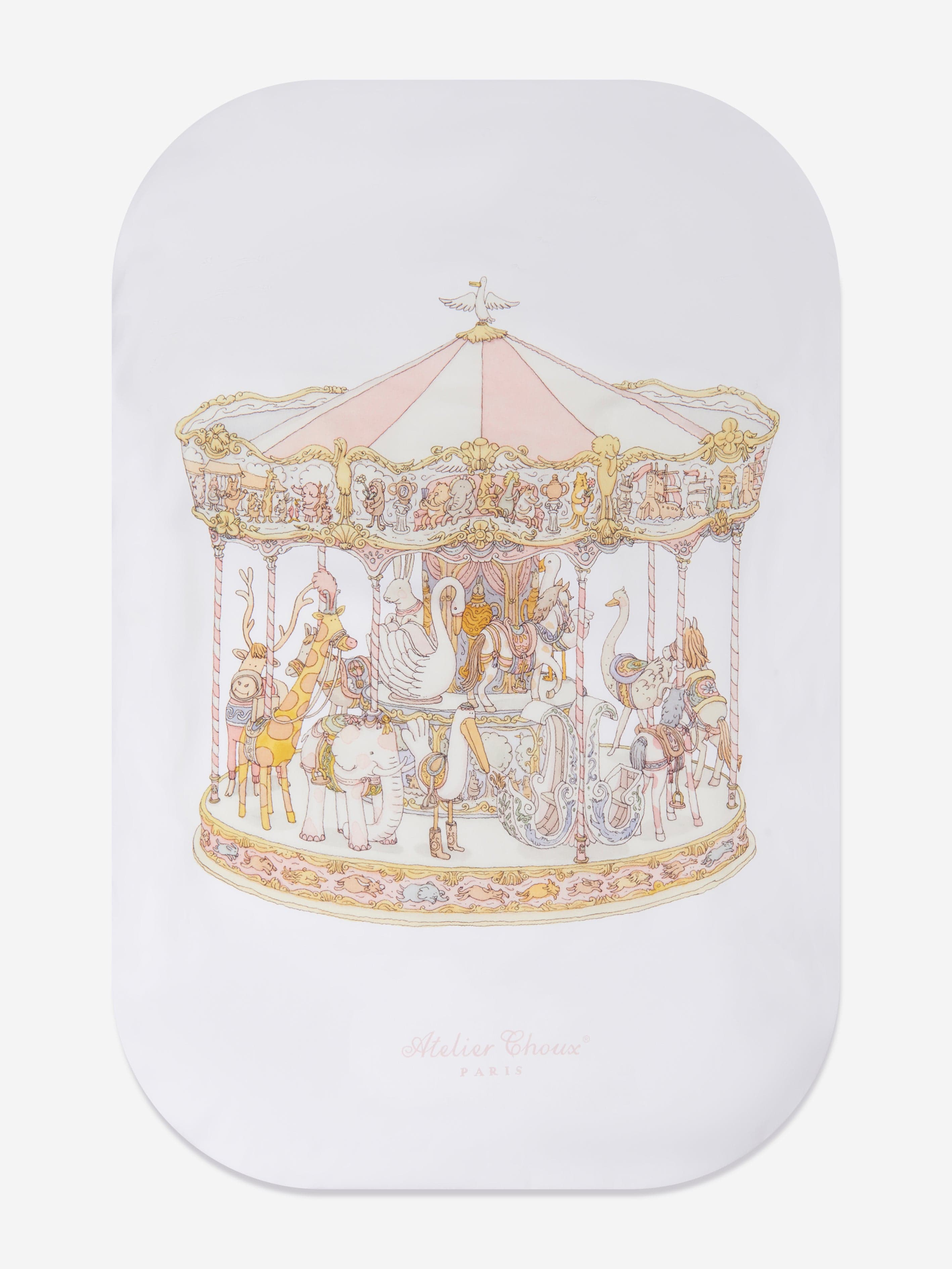 Atelier Choux Baby Girls Carousel Fitted Sheet in Pink (140cm)