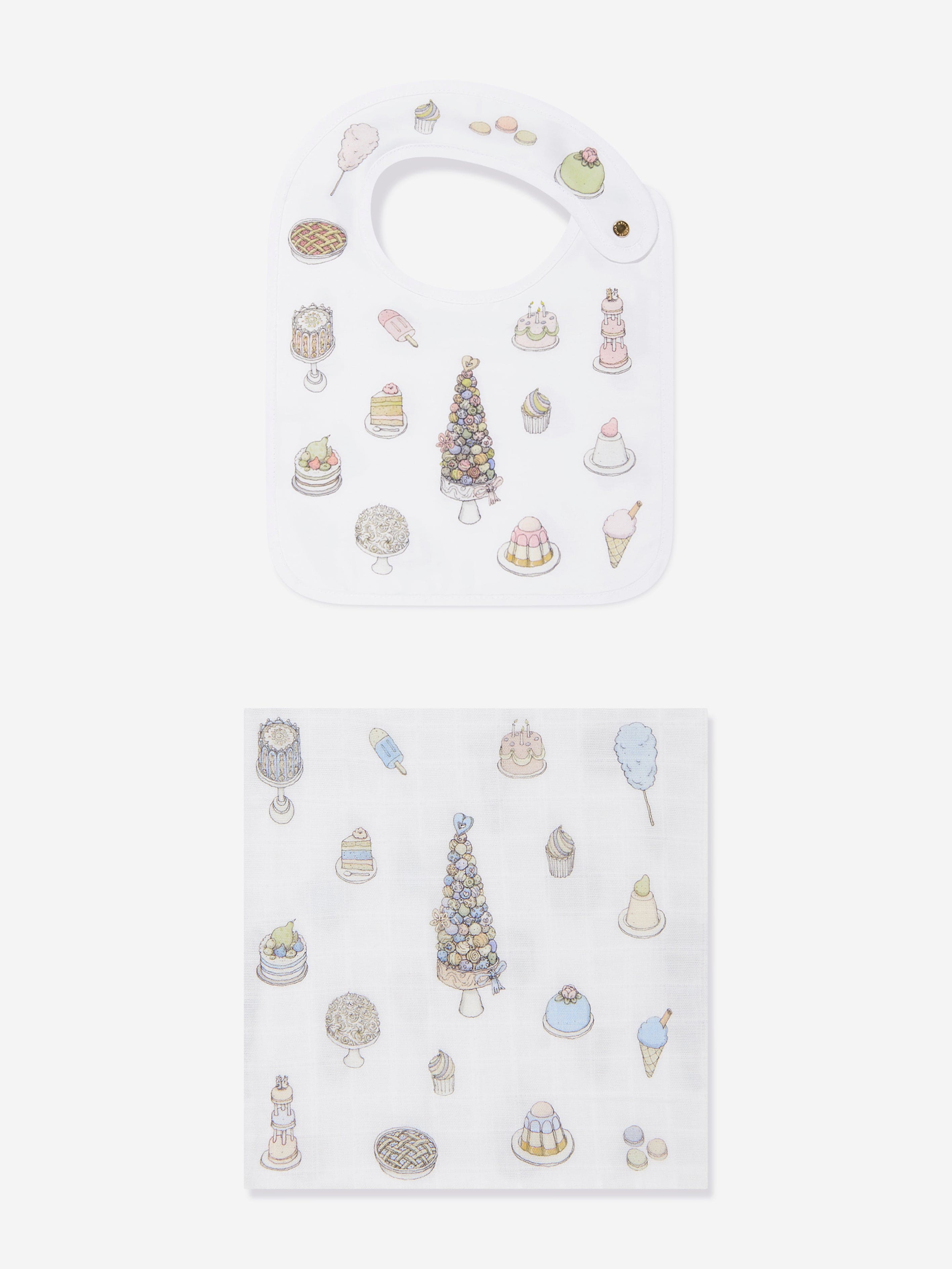 Atelier Choux Baby Boys Sweetie Pie Carré and Satin Bibs Set in Blue
